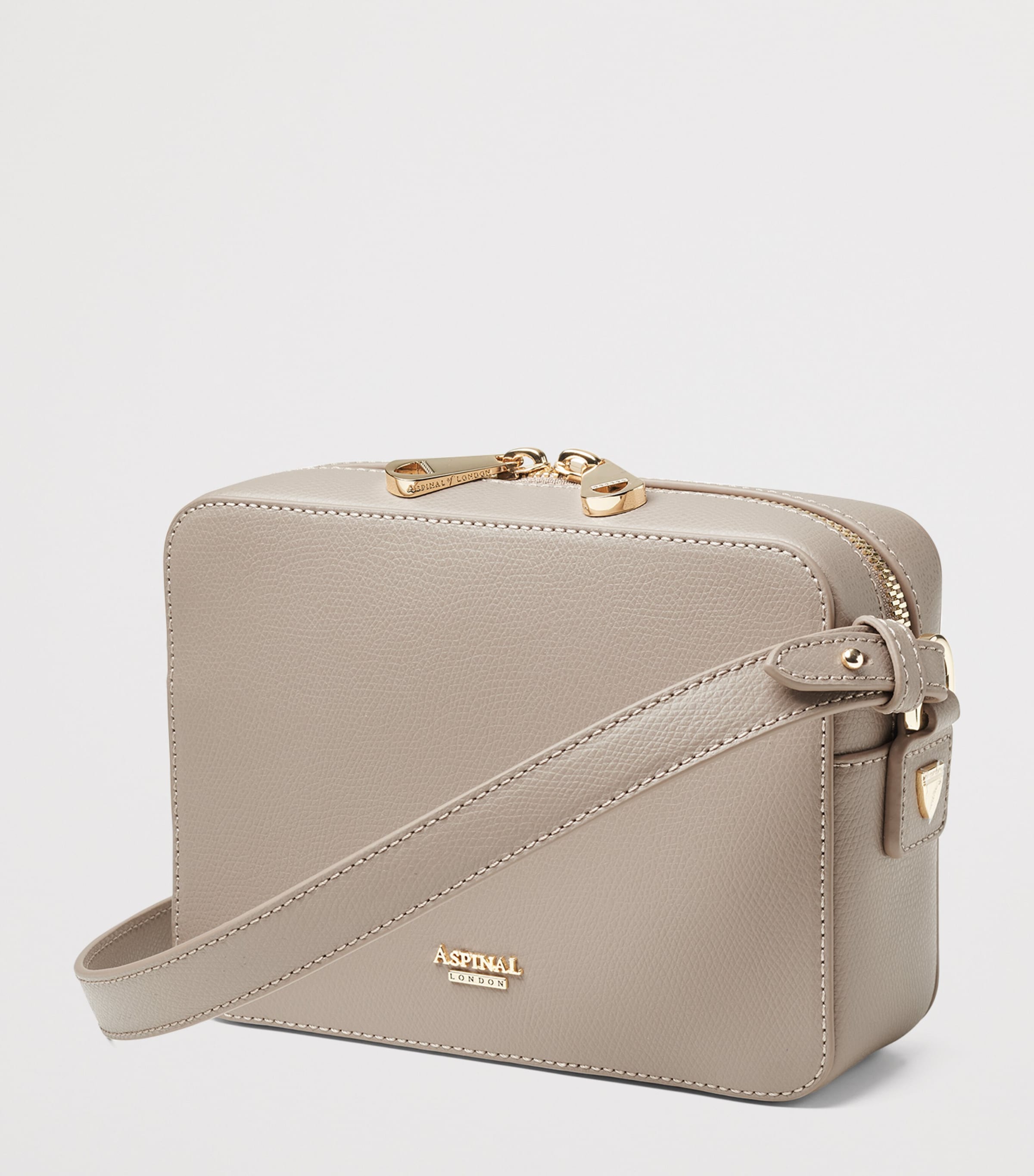 Leather Slot Weave Camera Bag TAUPE Image 2