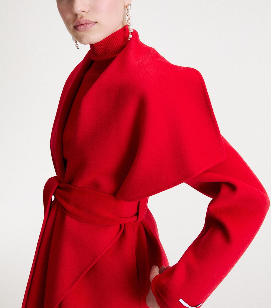 Marella Womens Virgin Wool Belted Coat Red Image 4