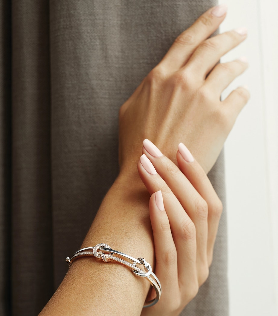 Mixed Gold and Diamond The Knot Bangle WHITE GOLD Image 4