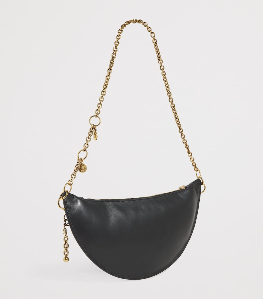 Leather Half-Moon Shoulder Bag BLACK Image 3