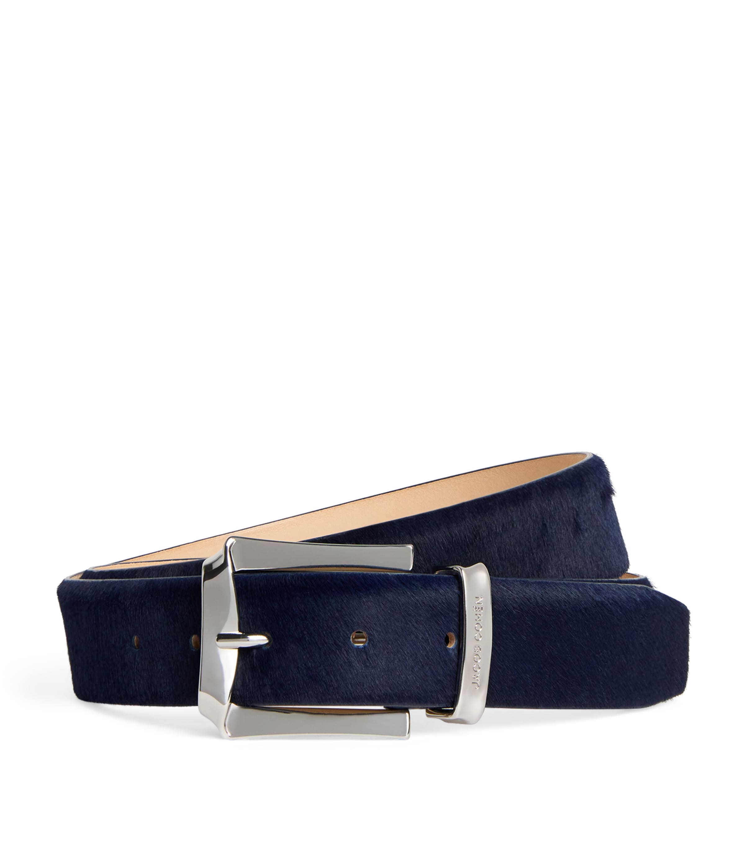 Jacob Cohen Leather Pony Hair Belt In Navy