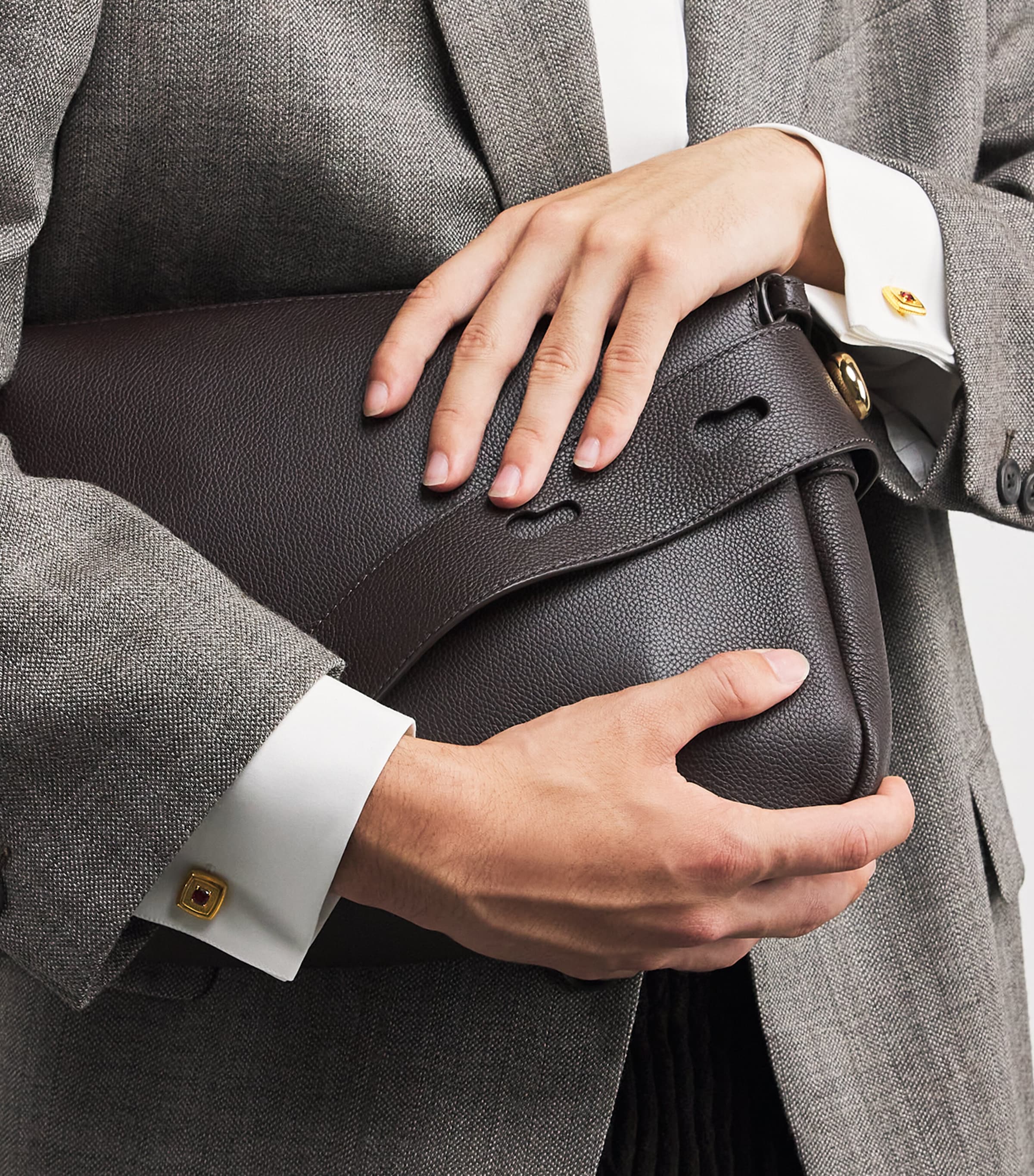Gold-Plated and Garnet Graffiato Cufflinks RED Image 5