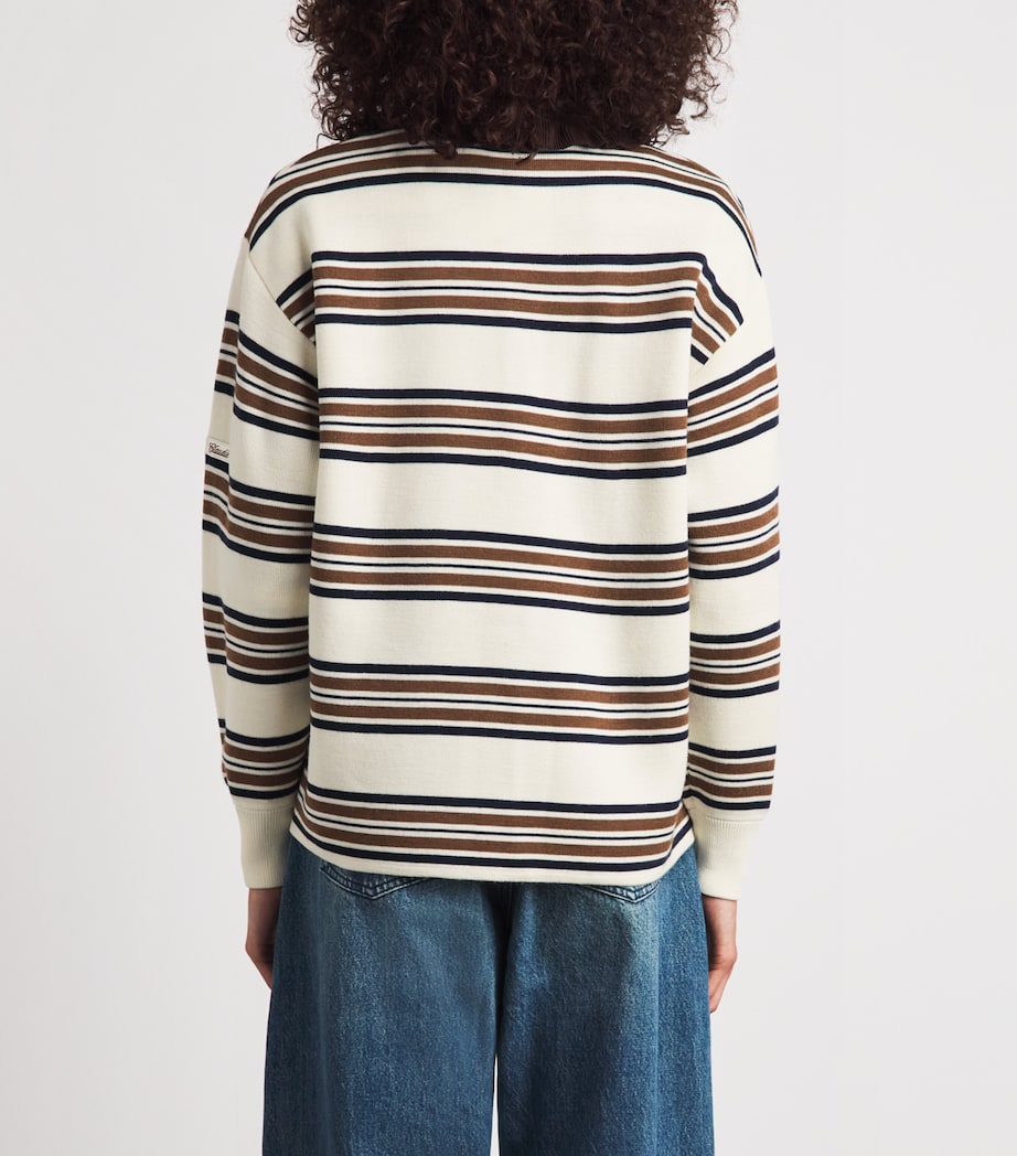 Claudie Pierlot Womens Ruffled-Collar Rugby Polo Sweater Multicolored Image 5