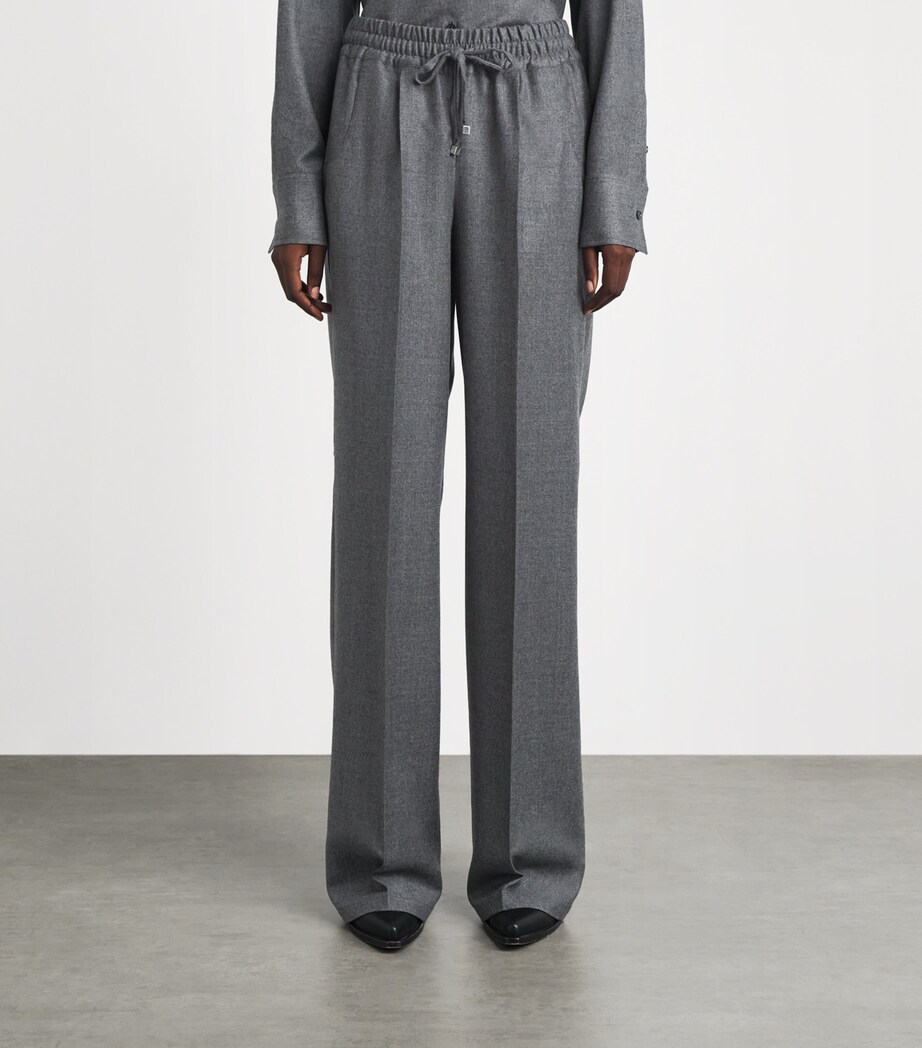 Kiton Womens Virgin Wool Drawstring Trousers Grey Image 4