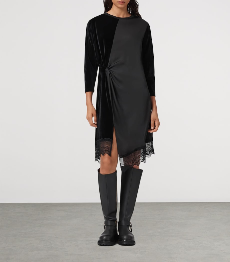 Satin-Velvet Lana Midi Dress BLACK Image 2