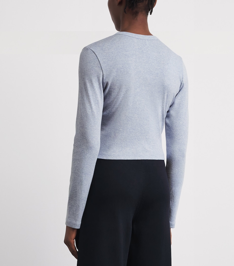 LESET Womens Cotton Nando Cropped Cardigan Ciel Melange Image 5