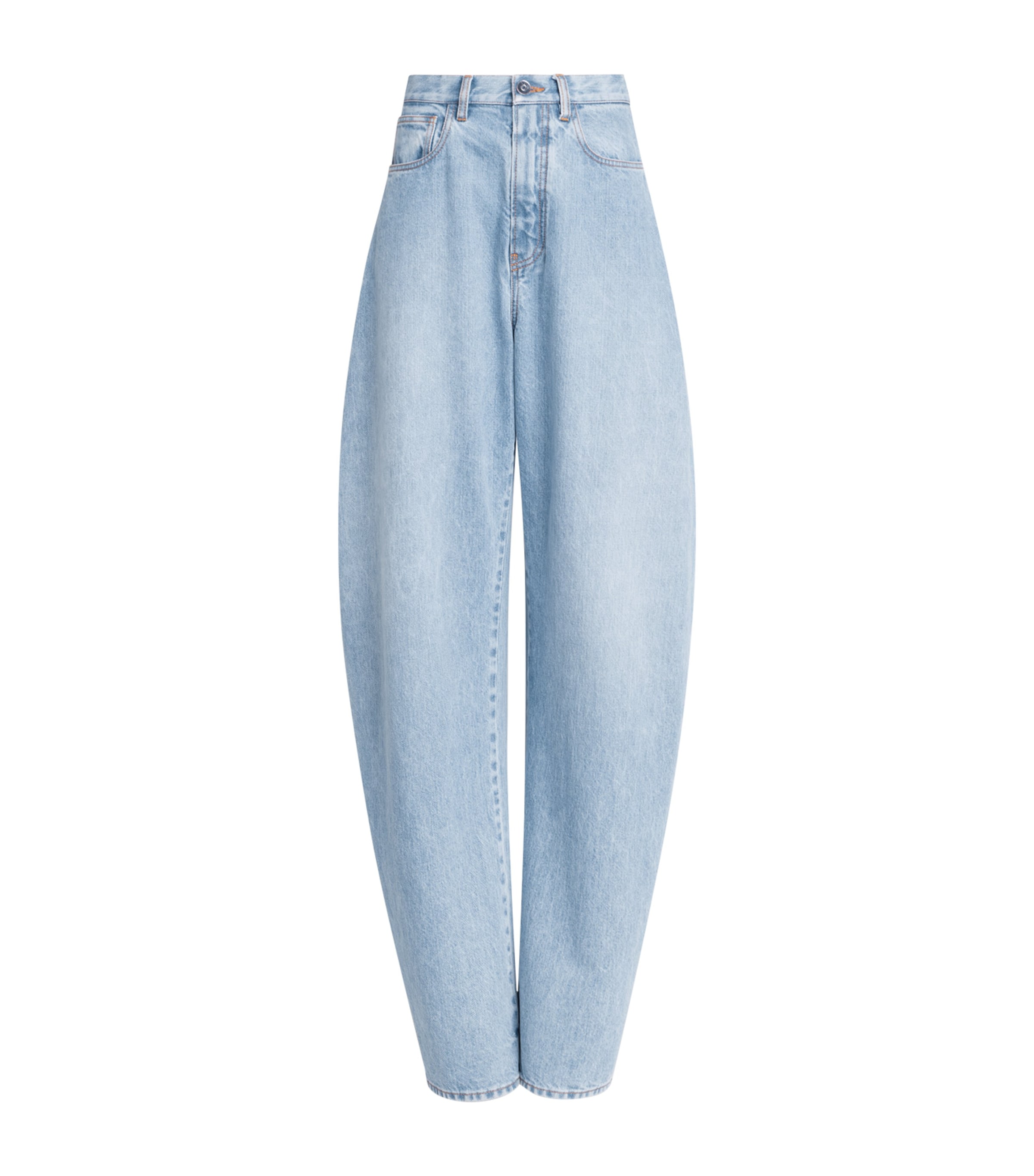 Alaïa Womens Round Wide-Leg Jeans Cloudy Blue Image 1