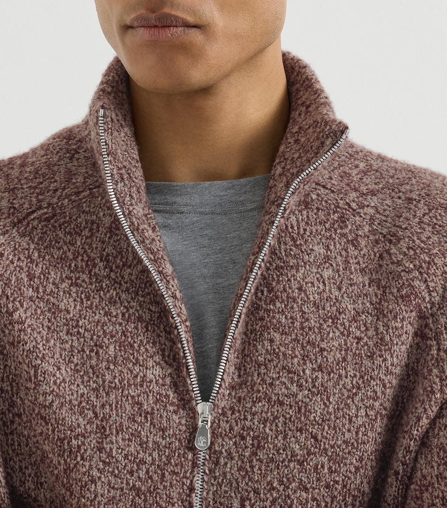 Brunello Cucinelli Mens Virgin Wool-Silk-Cashmere Cardigan Burgundy Image 6