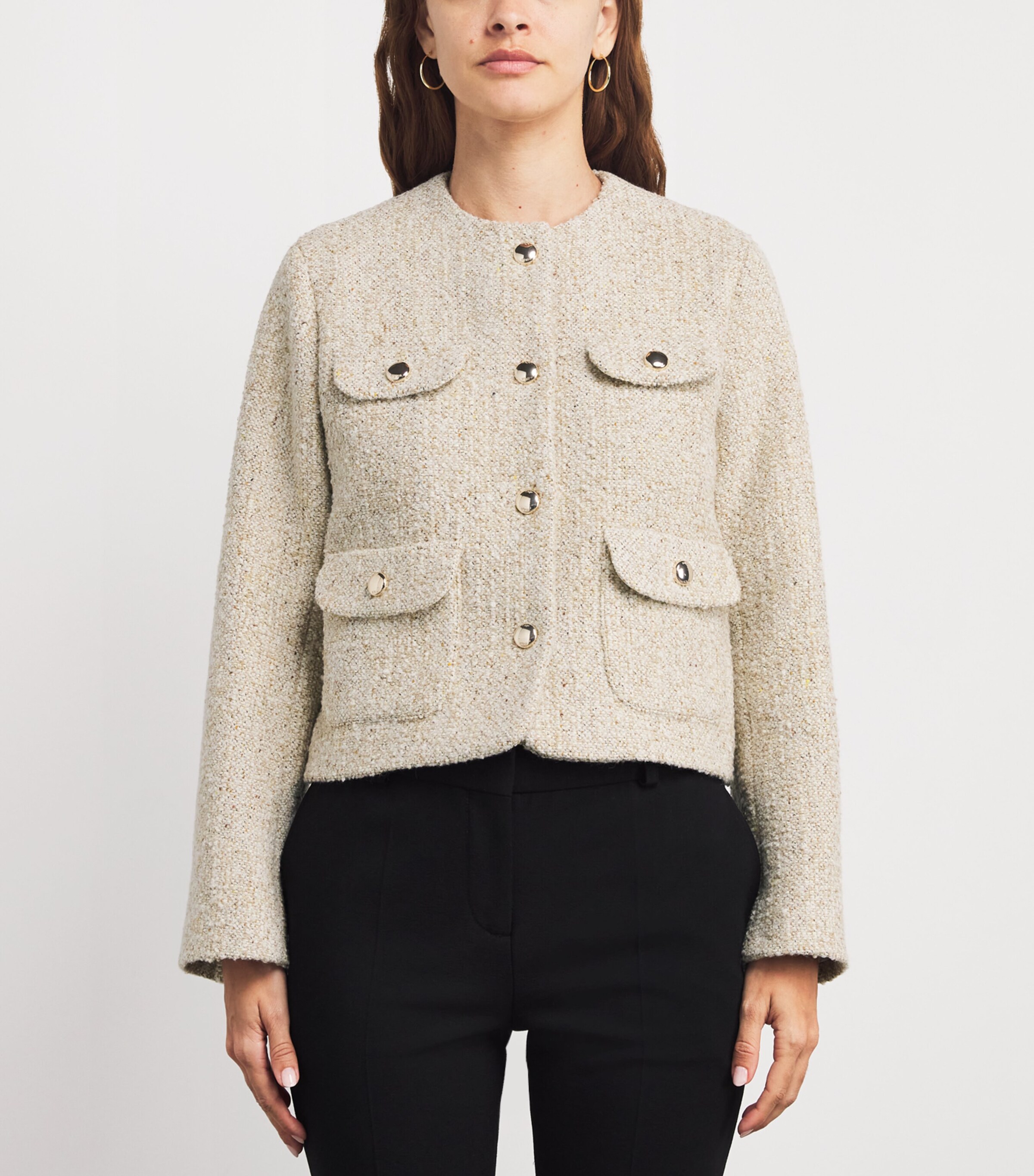 Maje White Bouclé Tweed Jacket Harrods UK