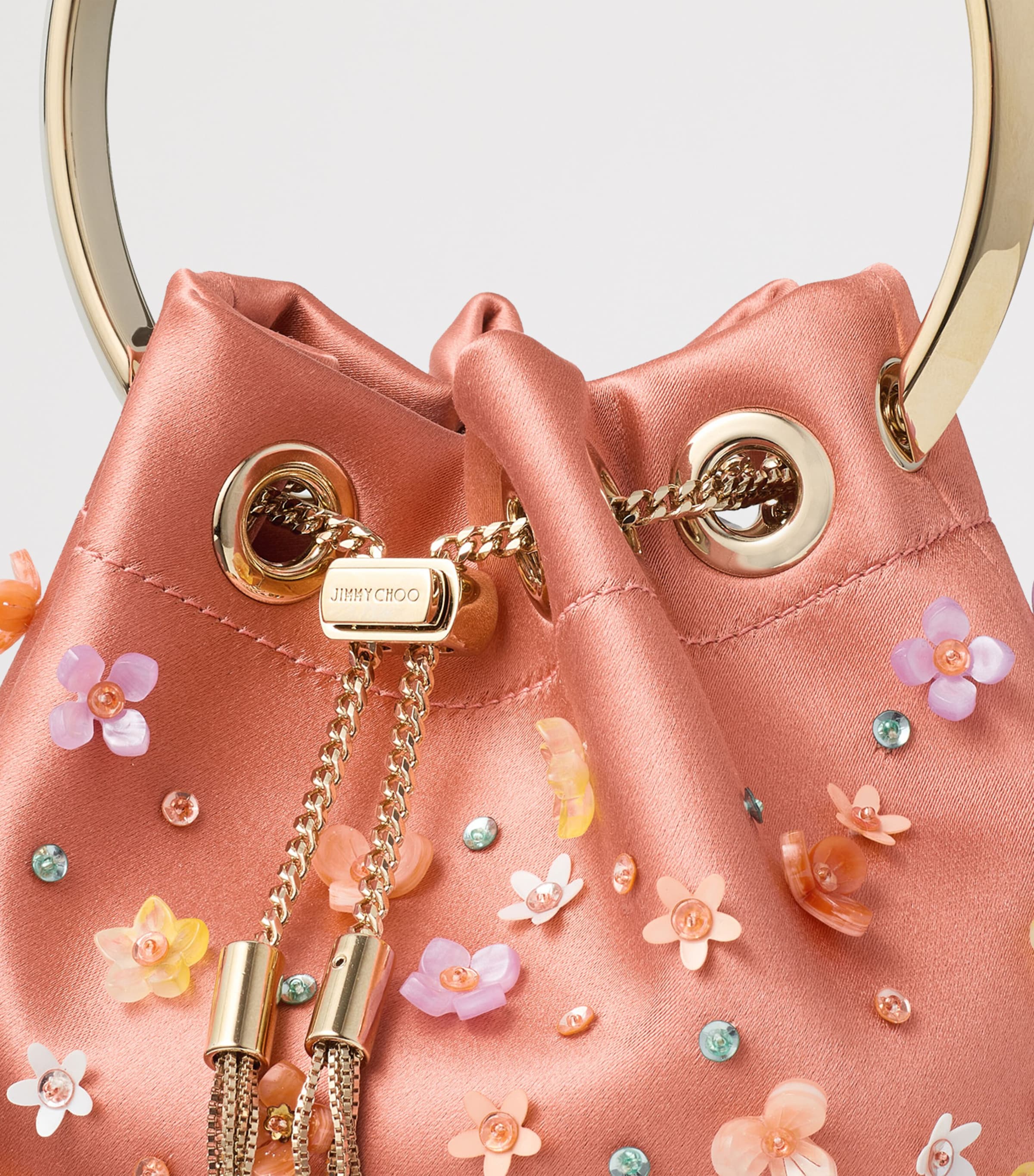 Jimmy Choo Bon Bon Embellished Top-Handle Bag Grapefruit/multi/lig Image 6