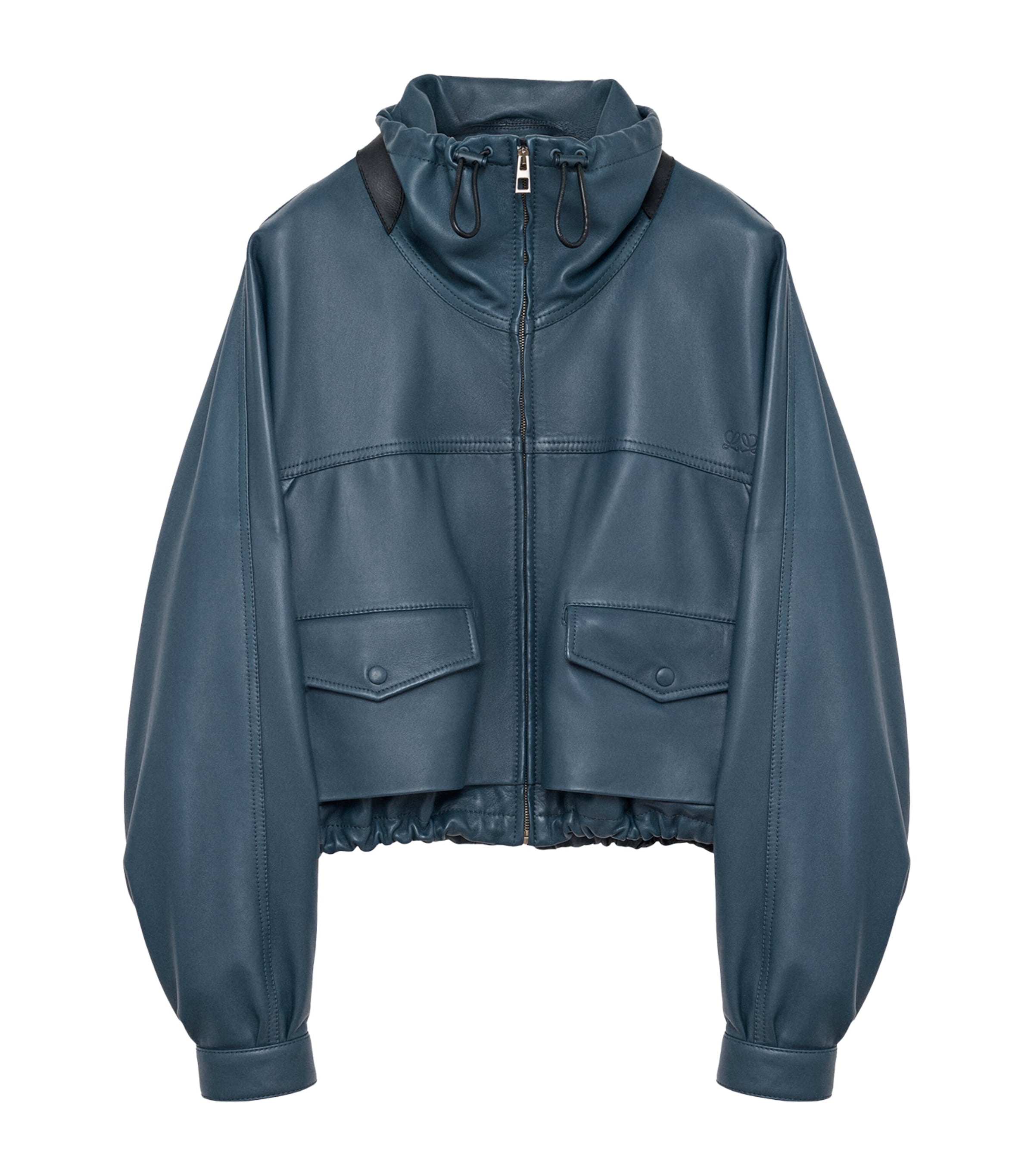 LOEWE Womens Lambskin Bomber Jacket Dark Navy Image 1