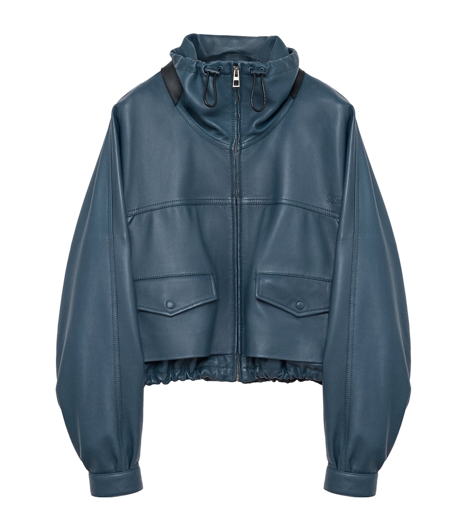 LOEWE Womens Lambskin Bomber Jacket Dark Navy Image 1