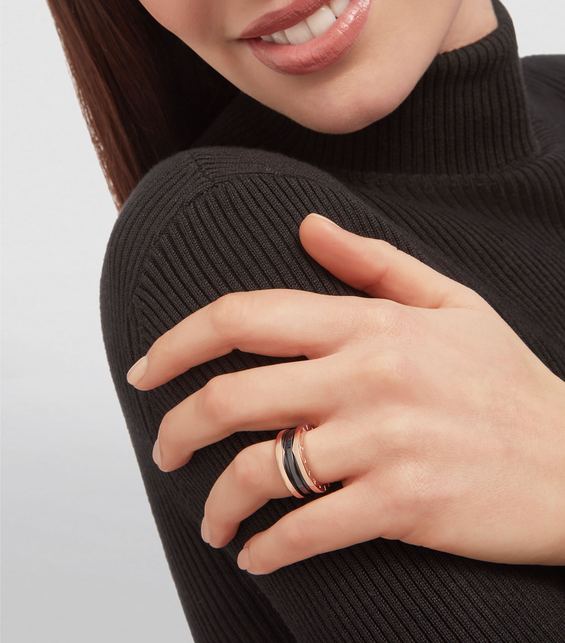 Rose Gold and Black Ceramic B.zero1 Two-Band Ring PINK GOLD Image 4