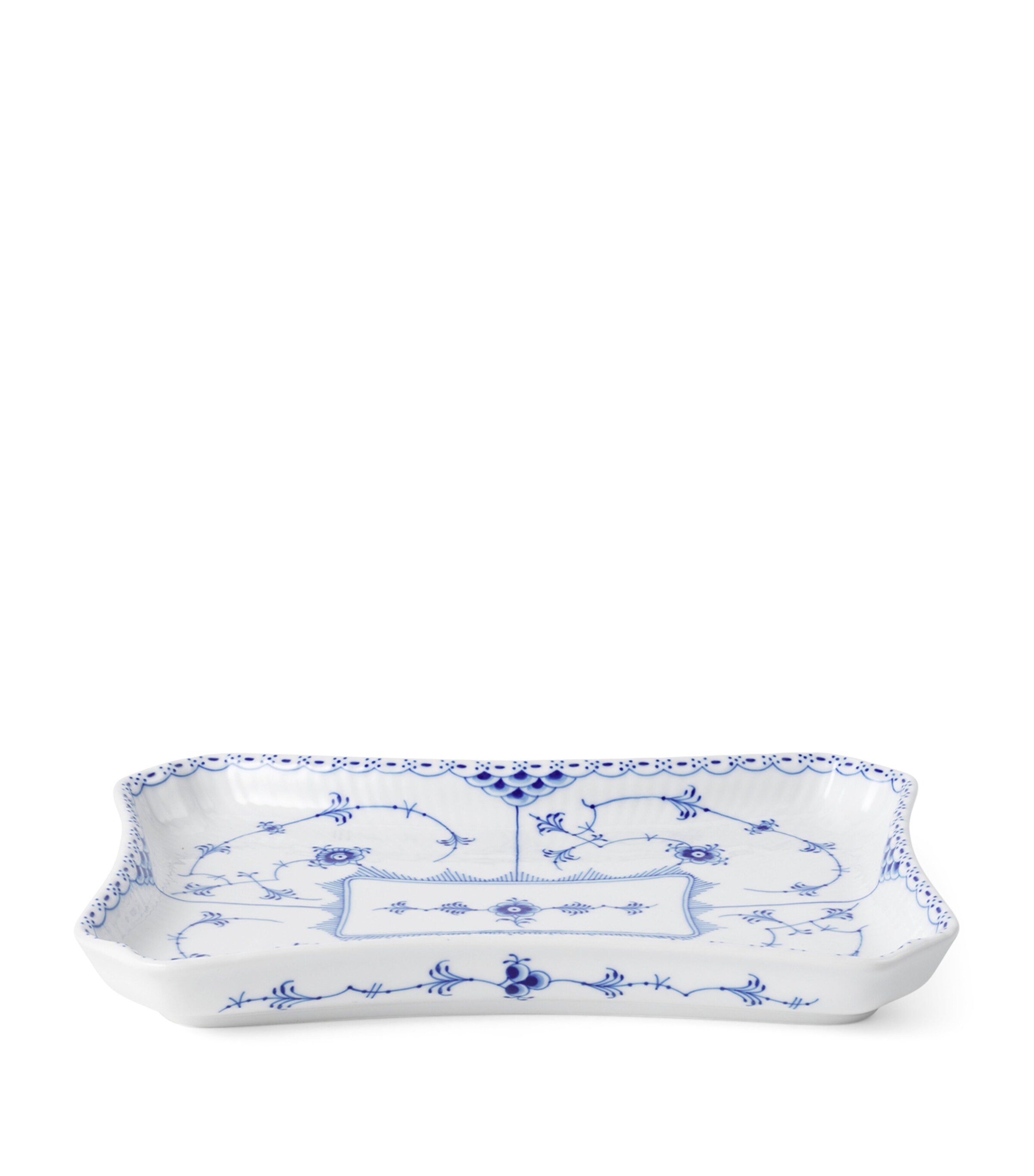 Royal Copenhagen Porcelain Half Lace Rectangular Dish (24.5cm) Blue Image 3