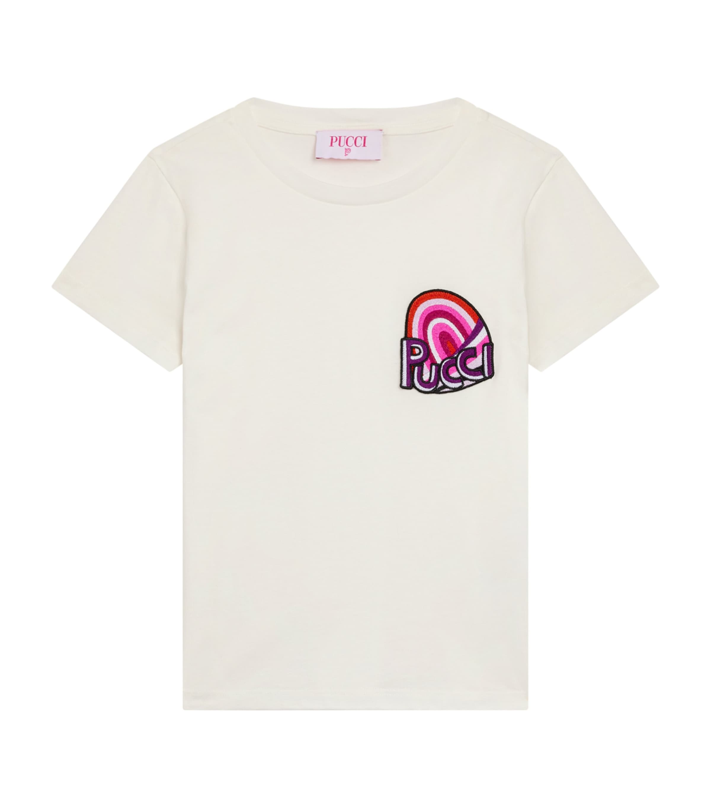 Pucci Junior Embroidered-patch T-shirt In White