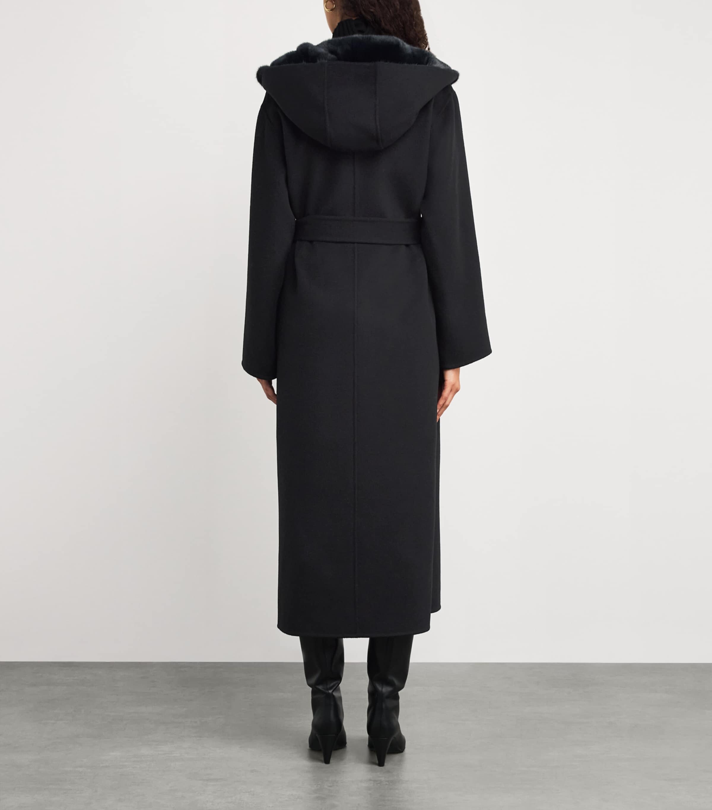 Hooded Mink Fur-Trim Coat C99 Image 4