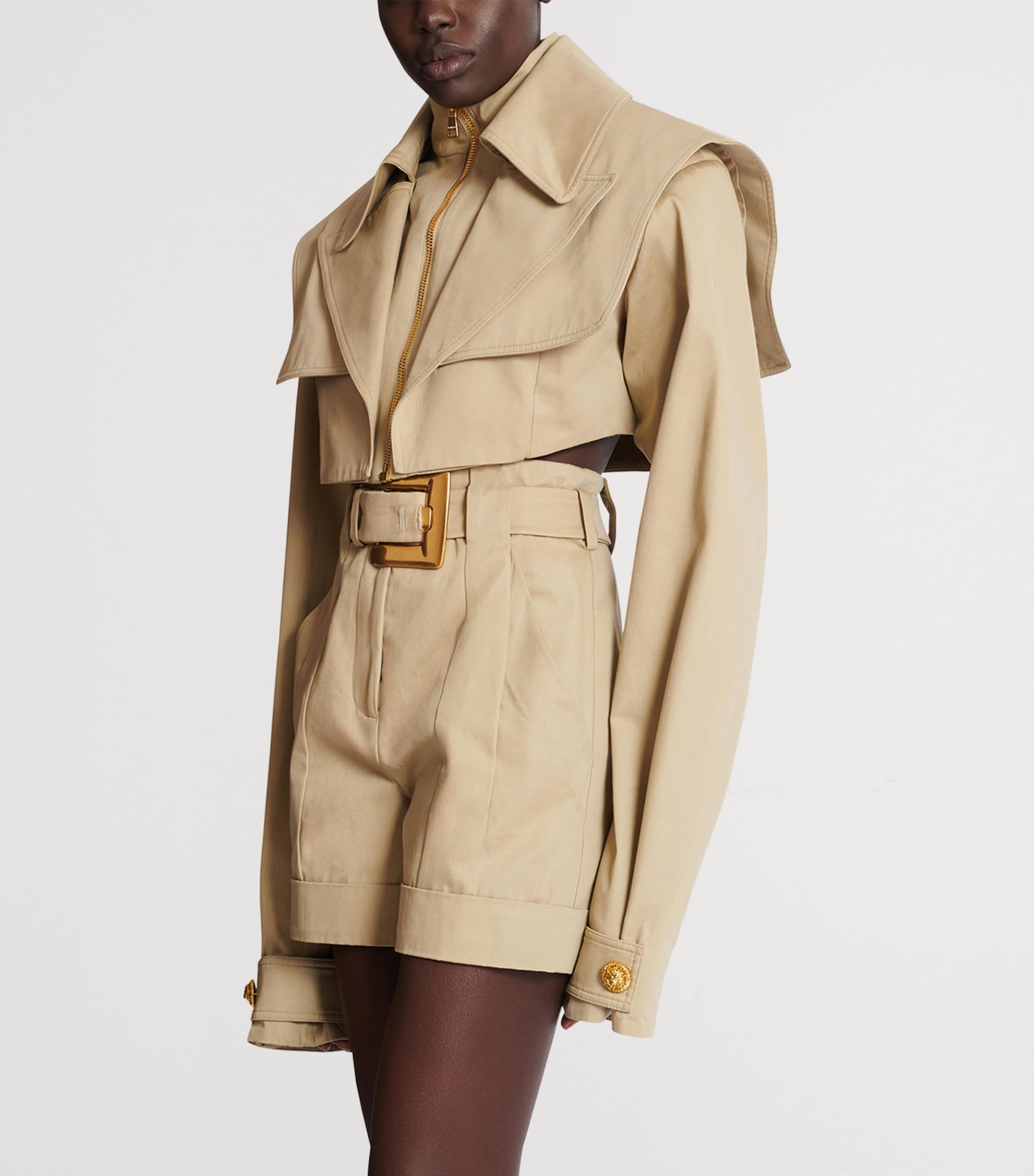 Cotton Cropped Jacket 0AN SABLE Image 5