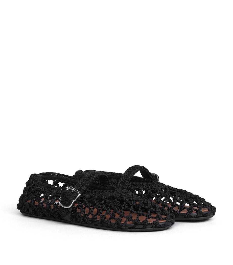 Alaïa Satin Crochet Ballet Flats Noir Image 3