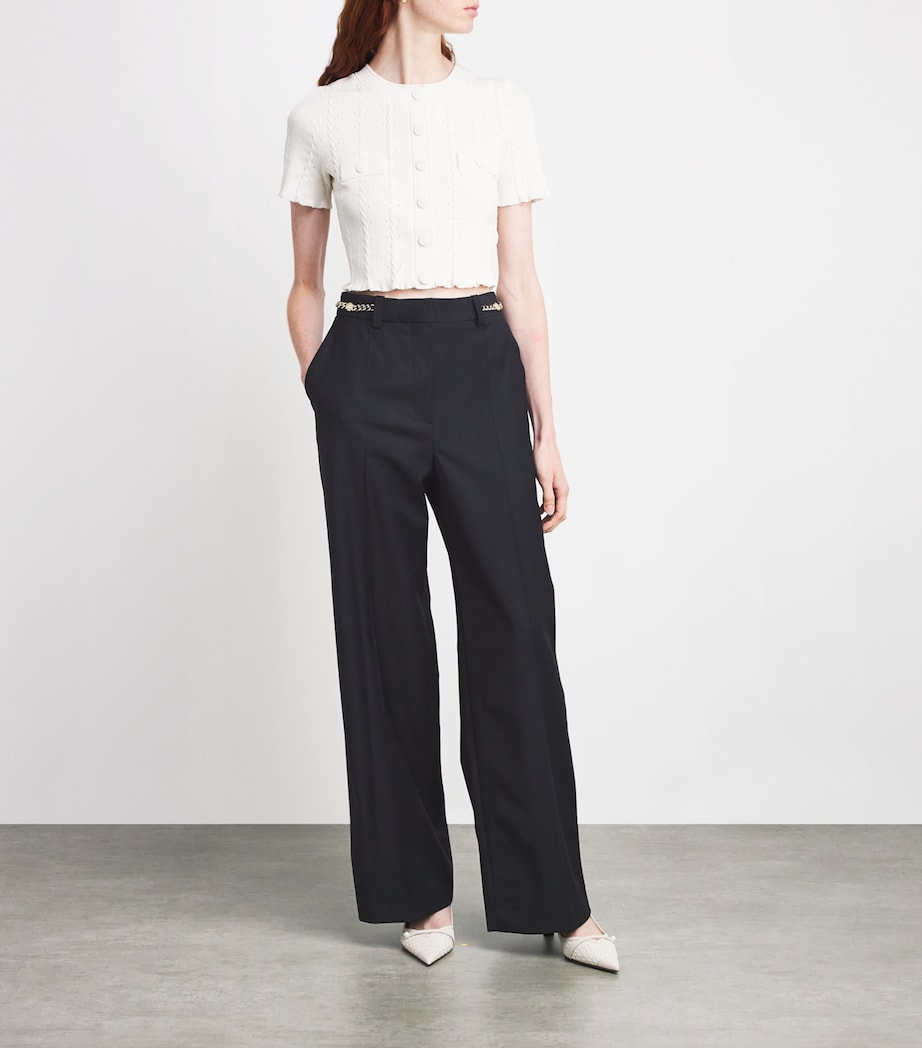 Chain-Embellished Straight Trousers NAVY Image 2
