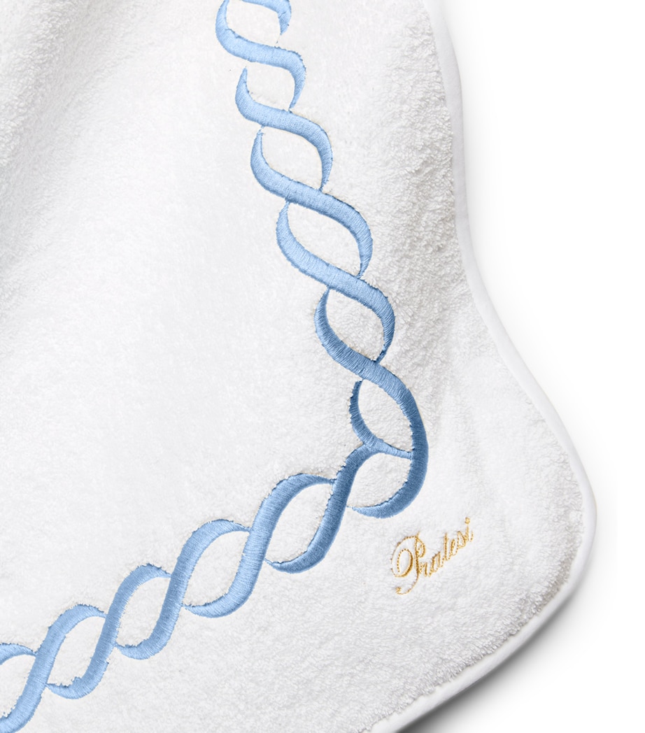 Cotton Treccia Bath Mat (50cm x 90cm) WHT/MEDIUM BLUE Image 3