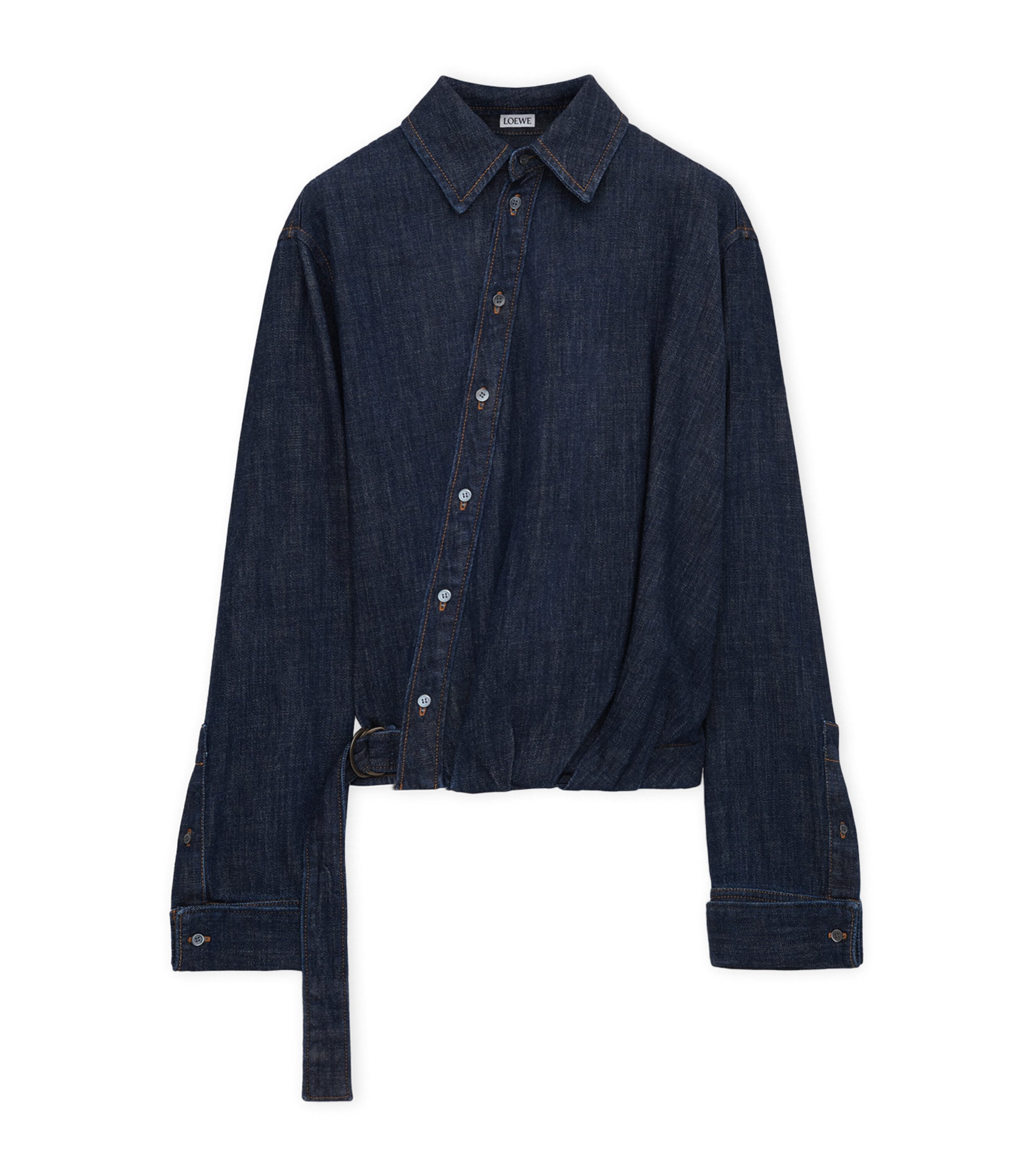 Cotton-Blend Draped Shirt INDIGO BLUE Image 1