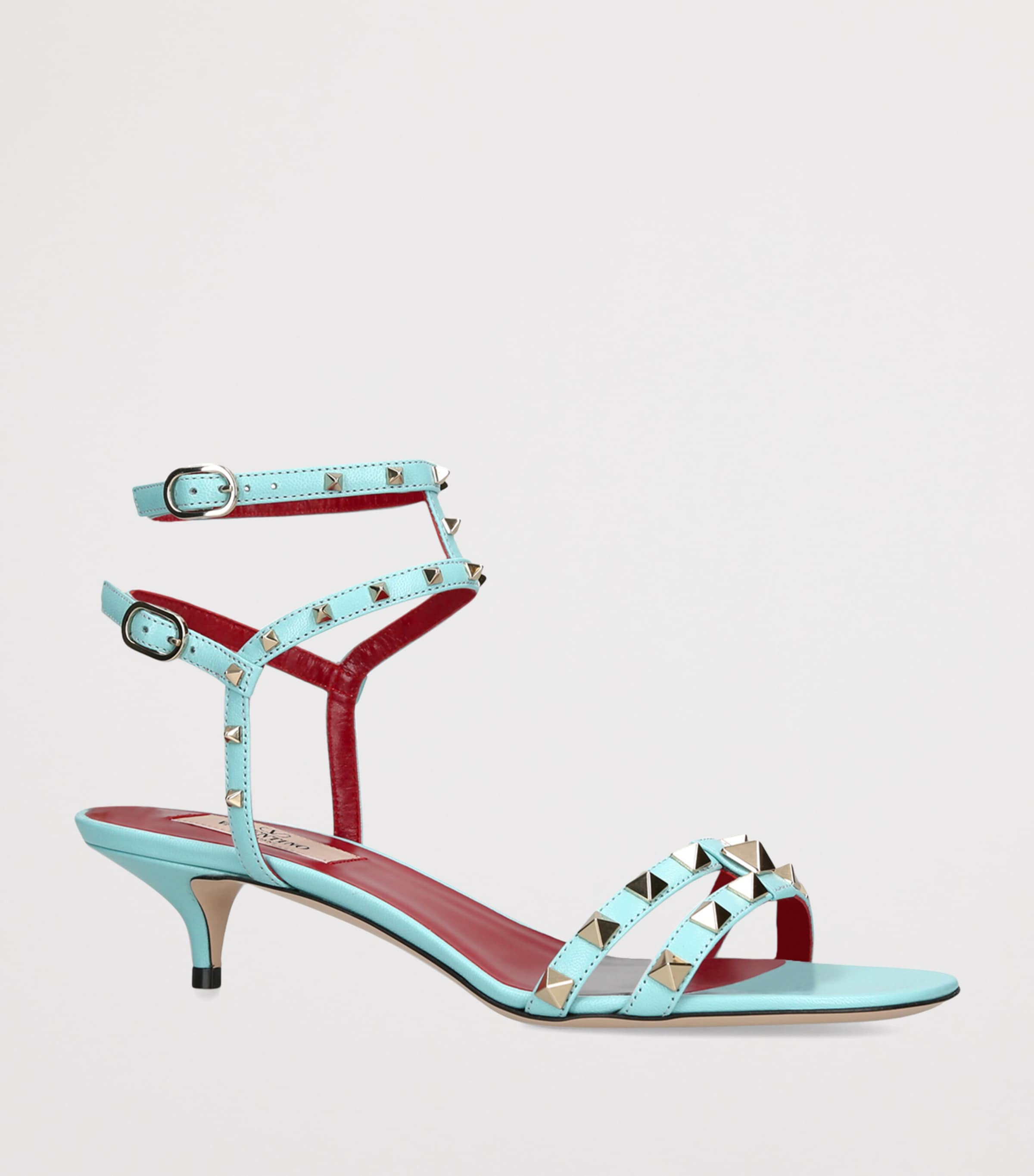 Valentino Garavani Leather Rockstud Sandals 40 Blue Image 3