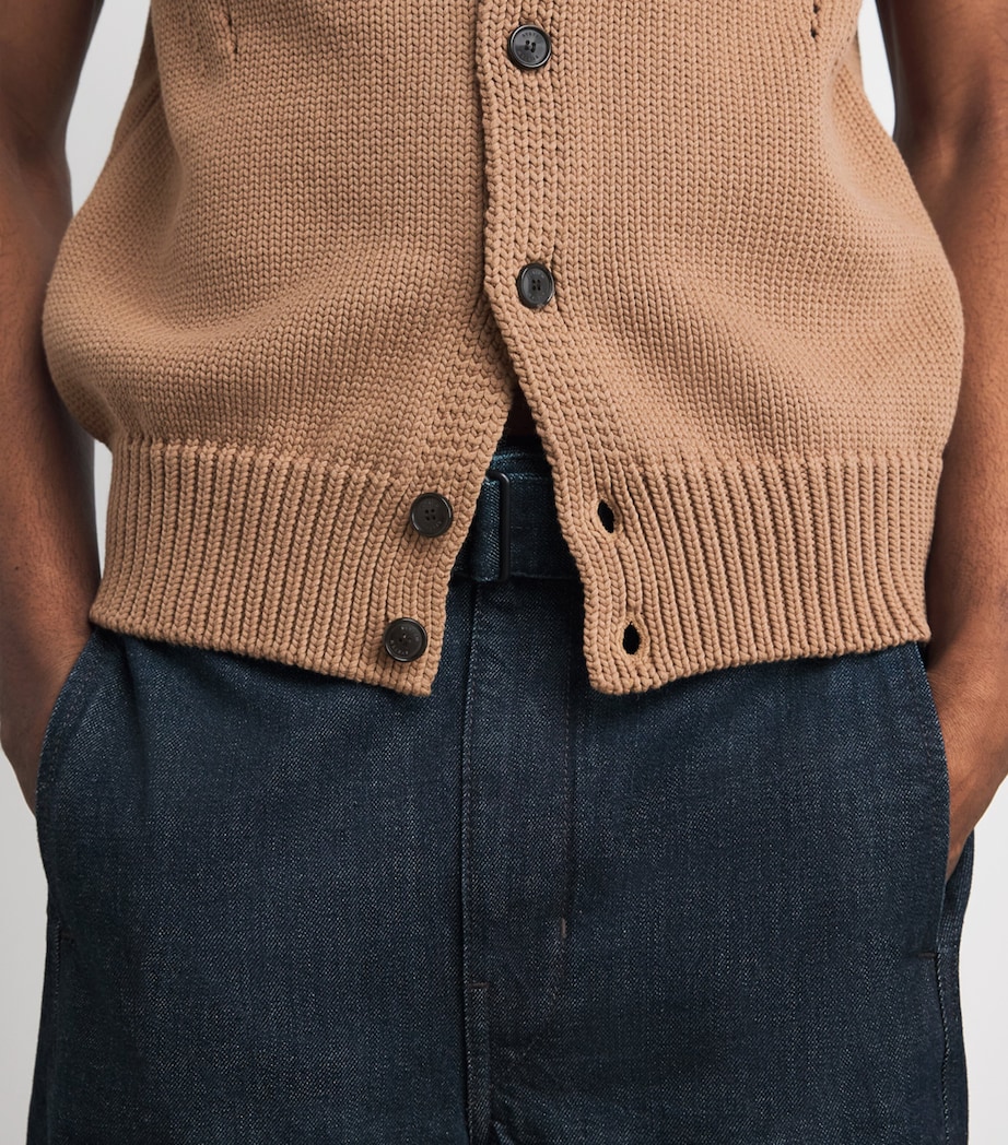 System Mens Cotton-Blend Collar Cardigan Camel Image 3