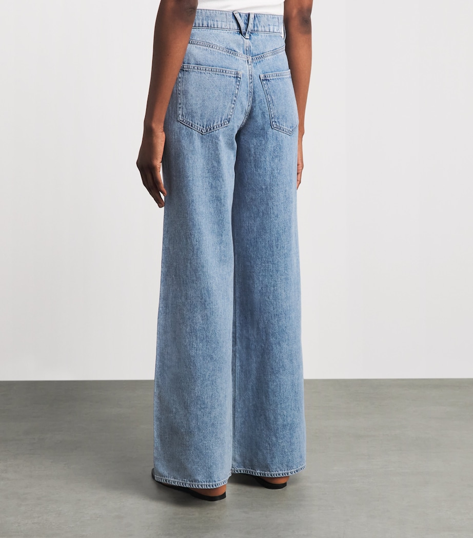 Veronica Beard Womens Embellished Kasey Mid-Rise Wide-Leg Jeans Silver Dust Image 5