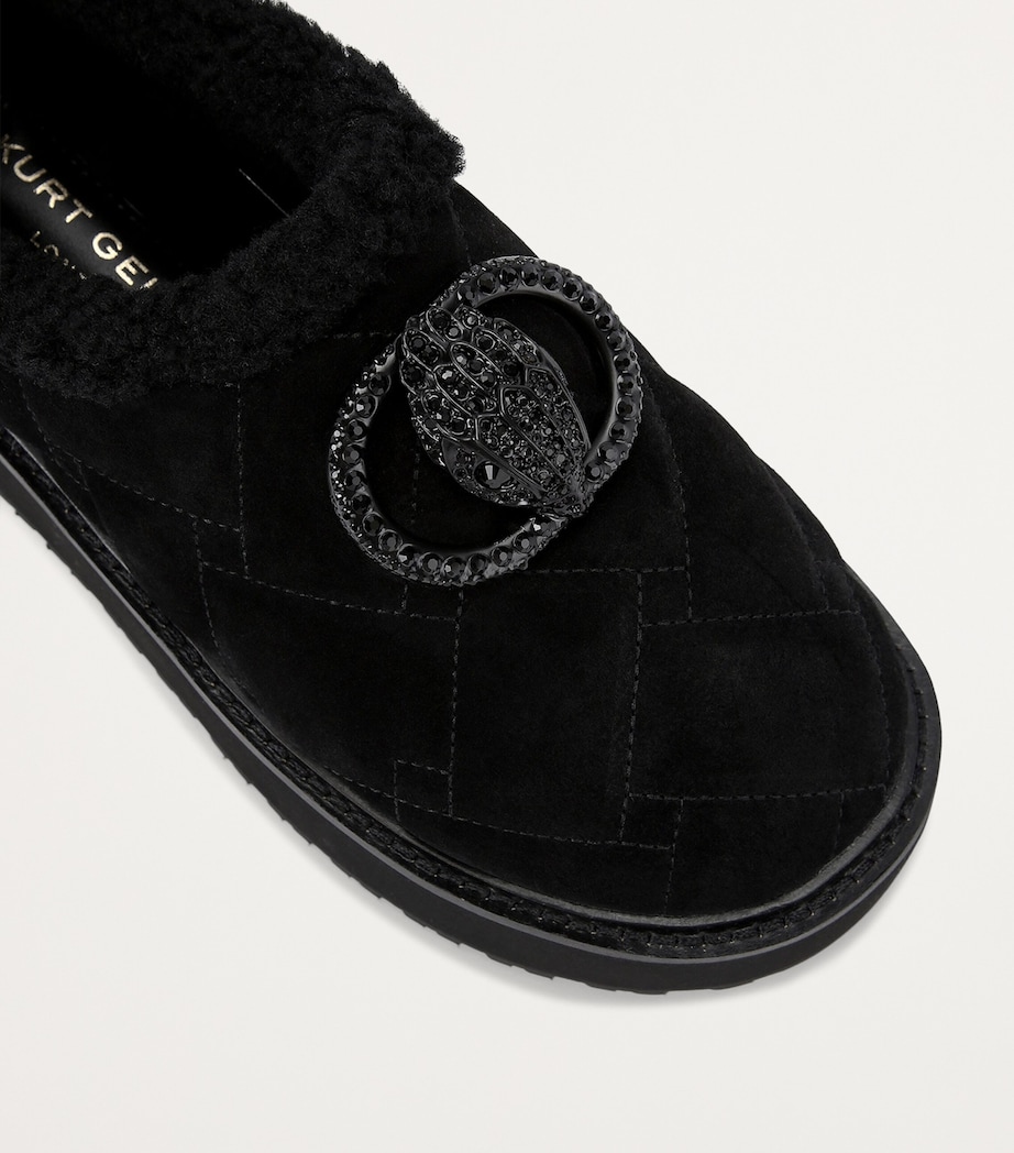 Suede Chelsea Flatform Slippers BLACK Image 3
