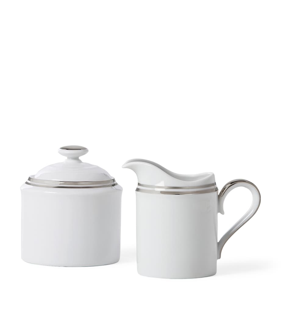 Wilshire Creamer Jug and Sugar Pot Set SILVER/WHITE Image 1