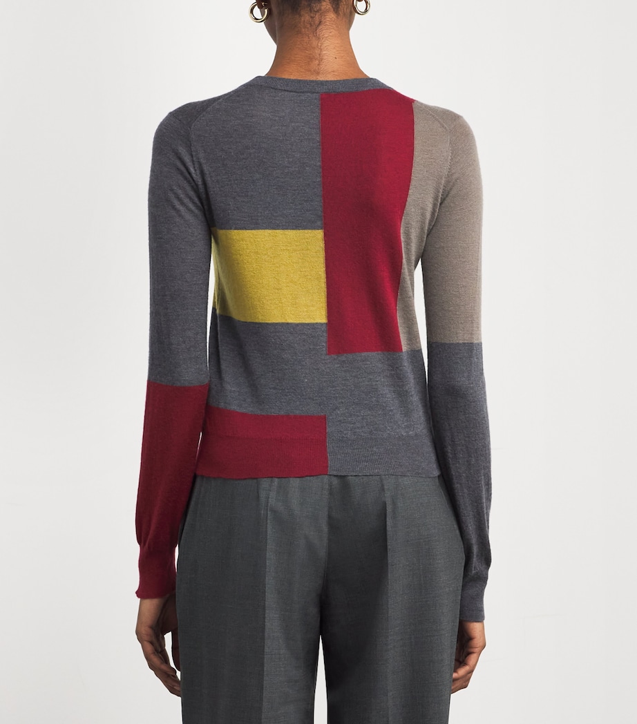Cashmere Cashair Overlay Colour-Block Sweater SMOKE COMBO Image 4