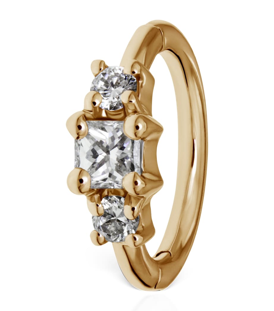 Yellow Gold Diamond Princess Hoop Earring (6.5mm) YELLOW GOLD Image 1