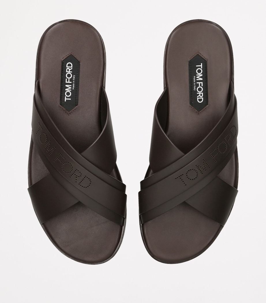 Leather Preston Slides DARK BROWN Image 4