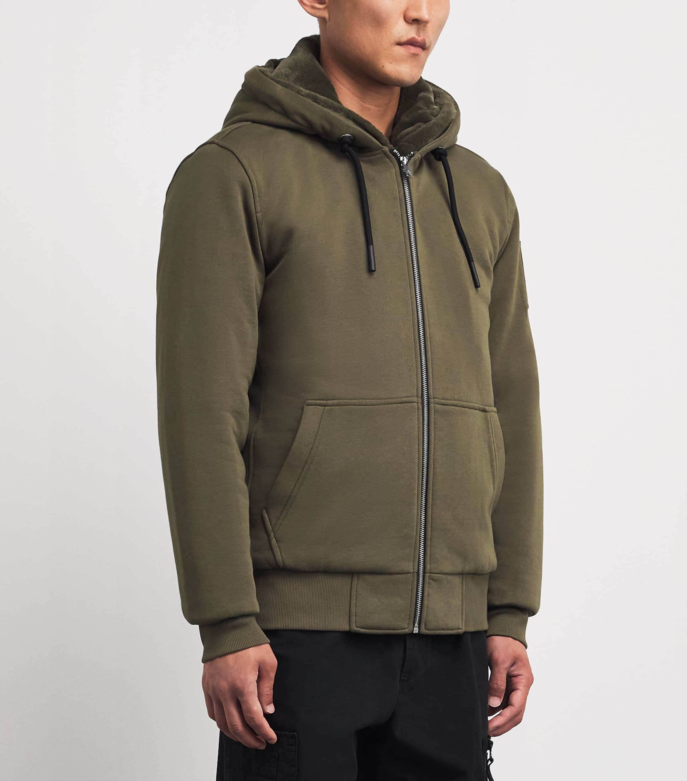 Moose Knuckles Mens Padded Bunny Zip-Up Hoodie Combat Image 4