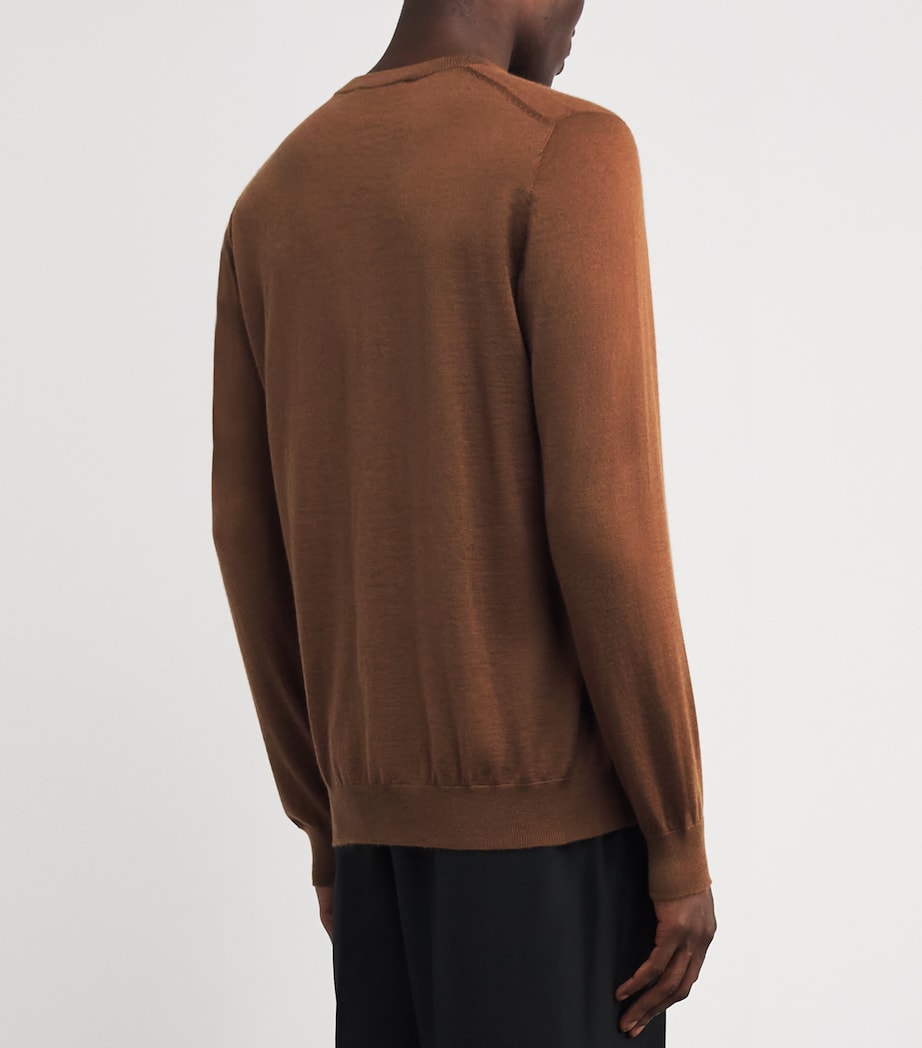 Superfine Cashmere Crew-Neck Sweater SB7300 DARK CAMEL Image 4
