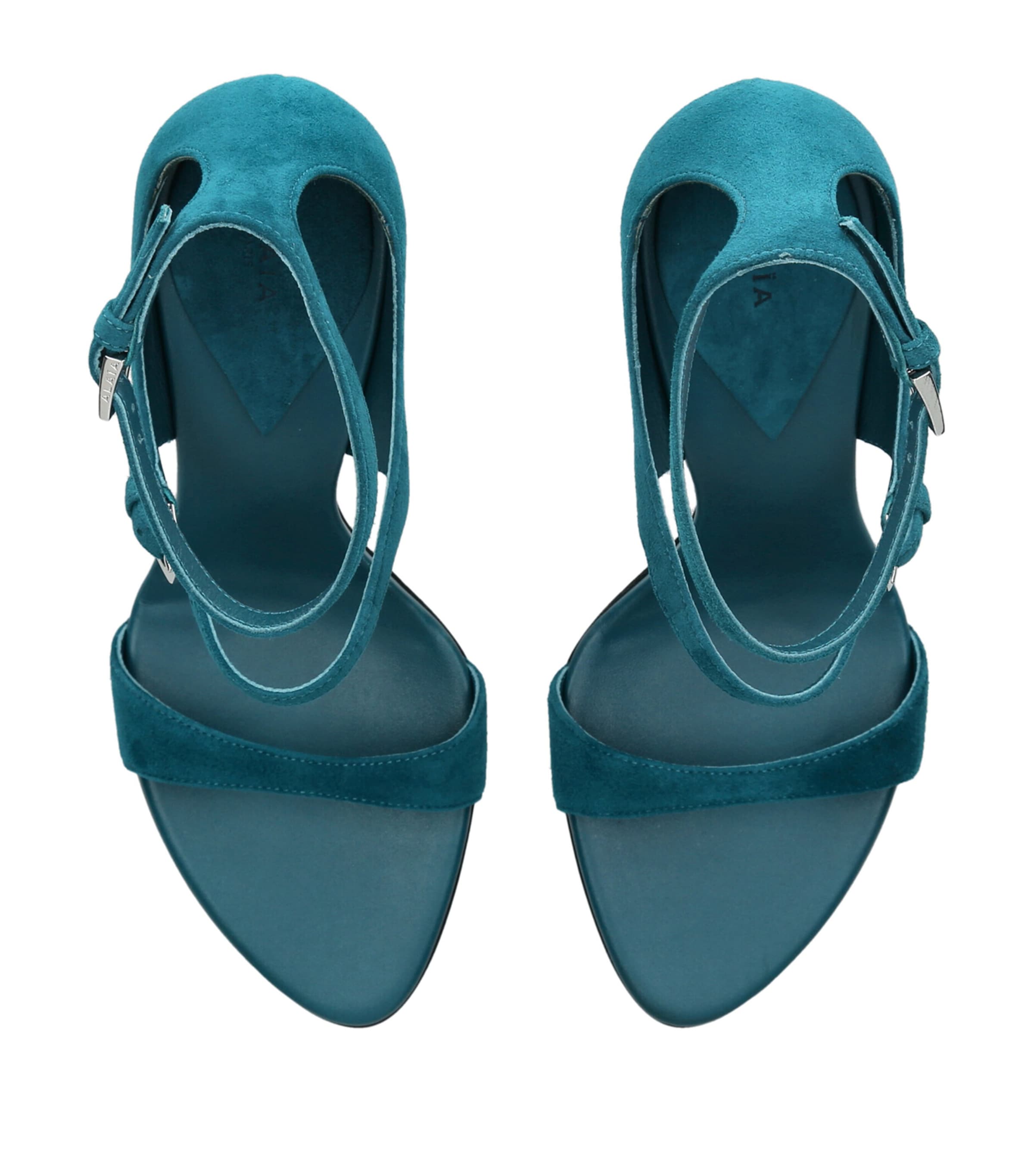 Alaïa Suede Drop Strappy Sandals 90 Teal Image 3