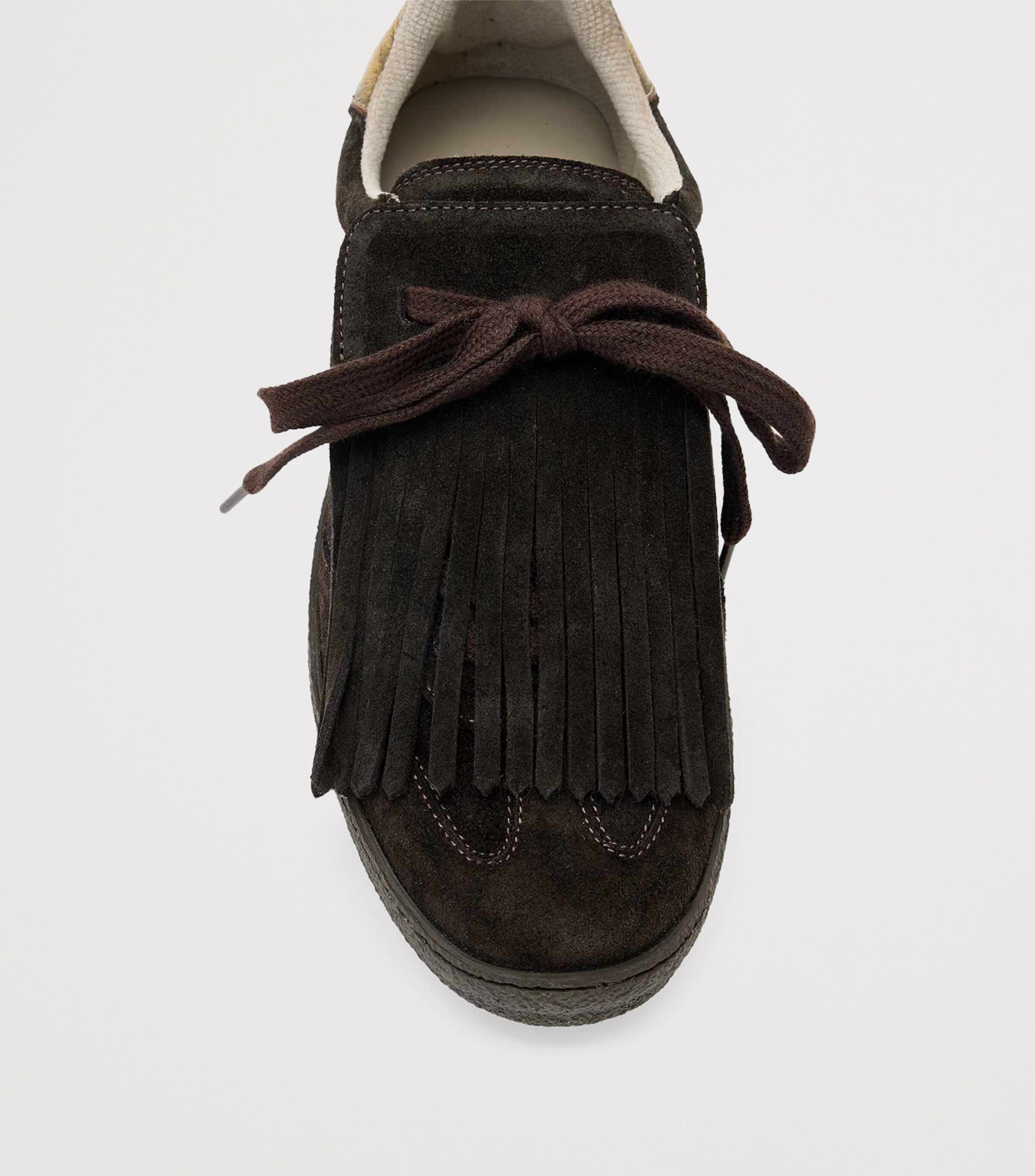 AllSaints Leather Fringe Thelma Sneakers Bitter Brown Image 5