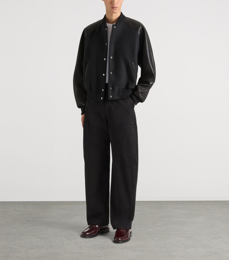 Wool Lambskin-Trim Bomber Jacket BLACK Image 2