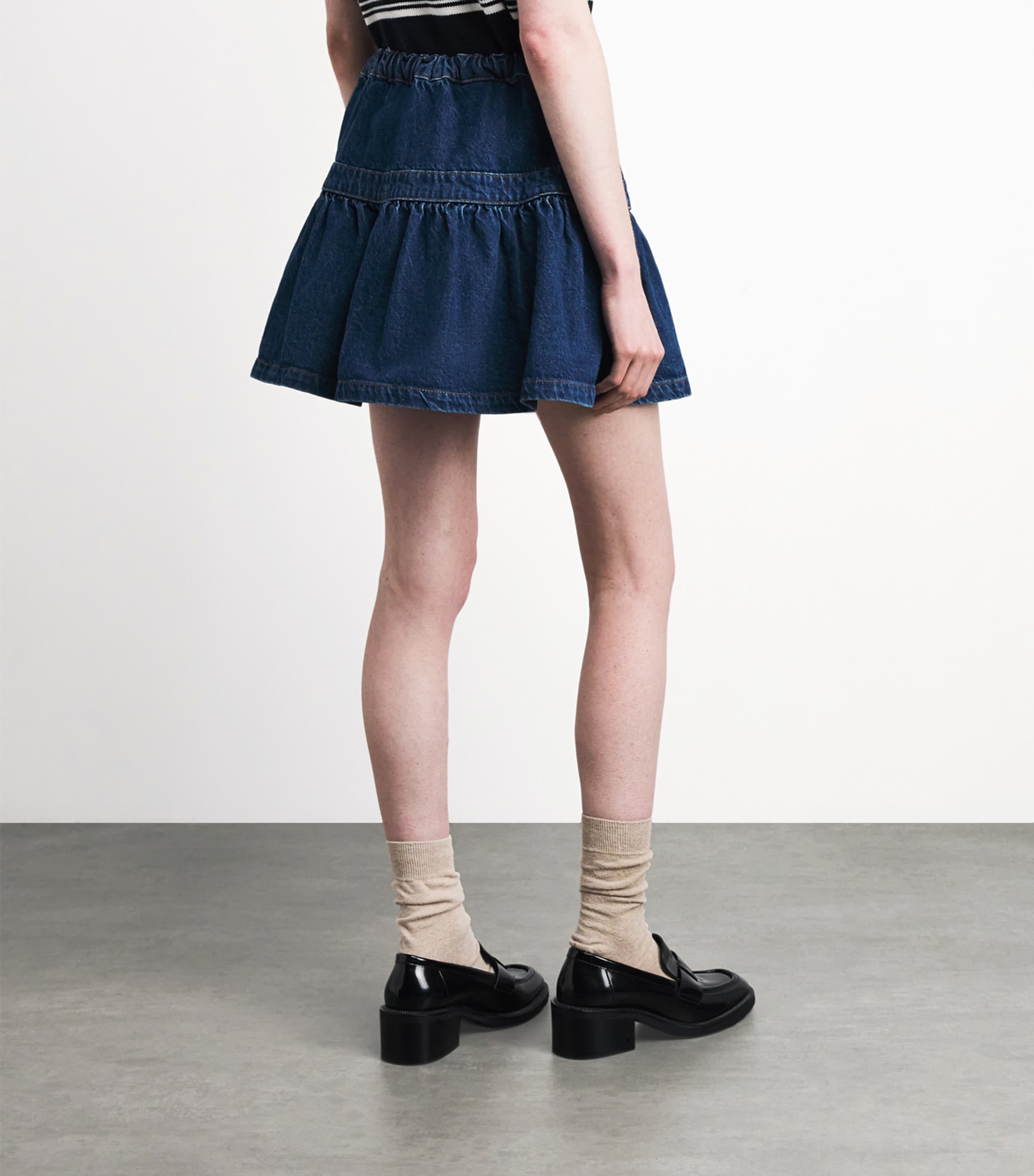Maje Womens Denim Button-Detail Mini Skirt Blue Image 5