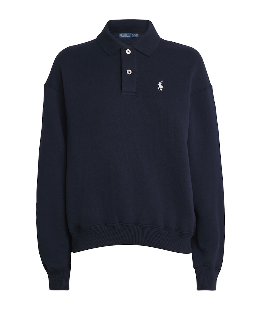 Fleece Polo-Collar Sweatshirt HUNTER NAVY Image 1