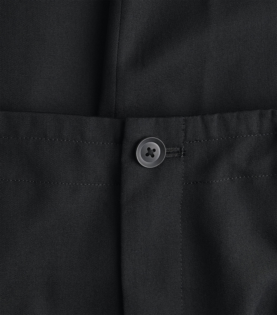 Yohji Yamamoto Mens Wool Pleated Slim Trousers Black Image 6