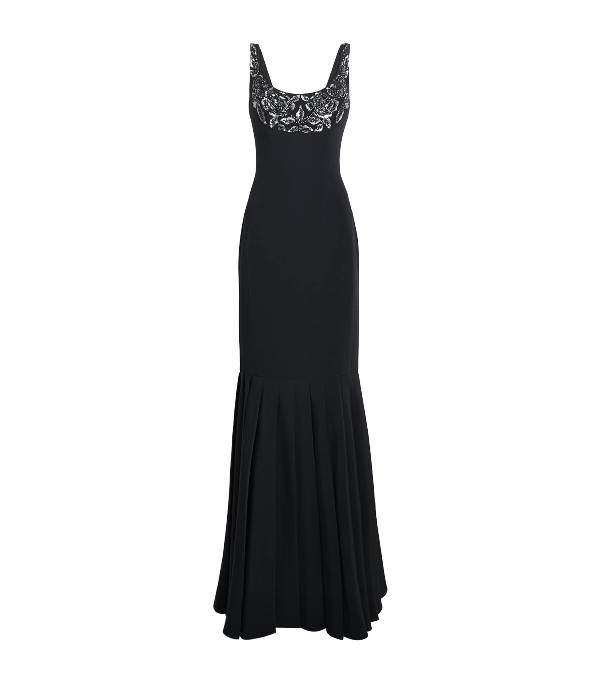 GEORGES HOBEIKA Womens Embellished Scoop-Neck Gown Black Image 1