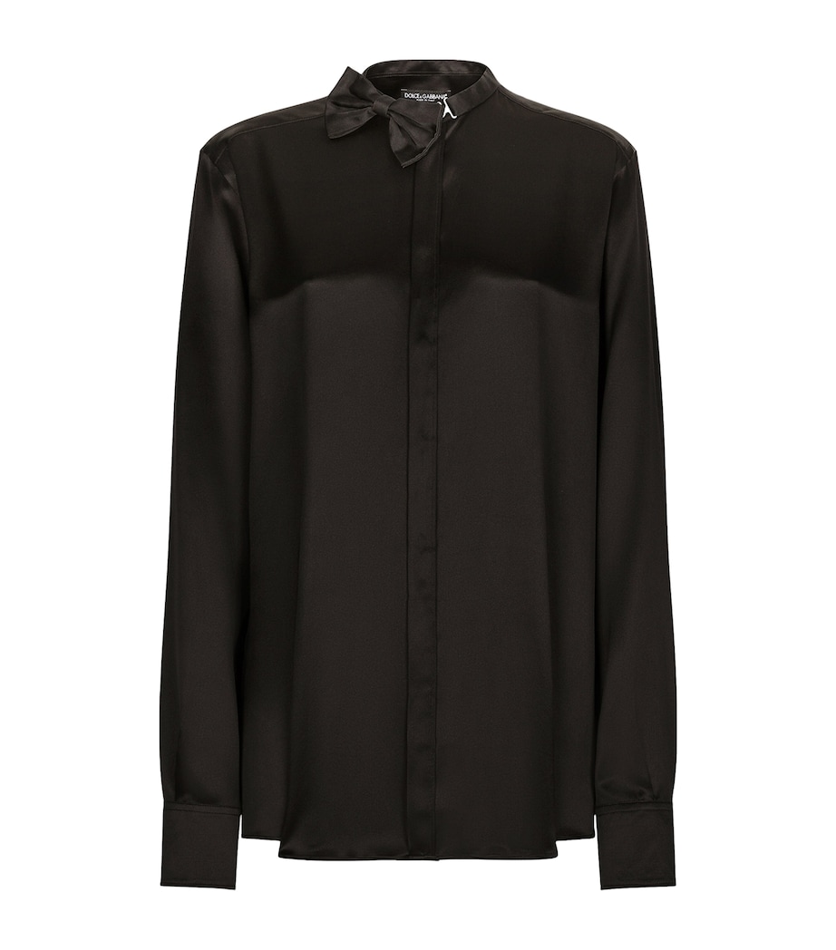 Silk Bow Tie-Detail Blouse N0000-BLACK Image 1