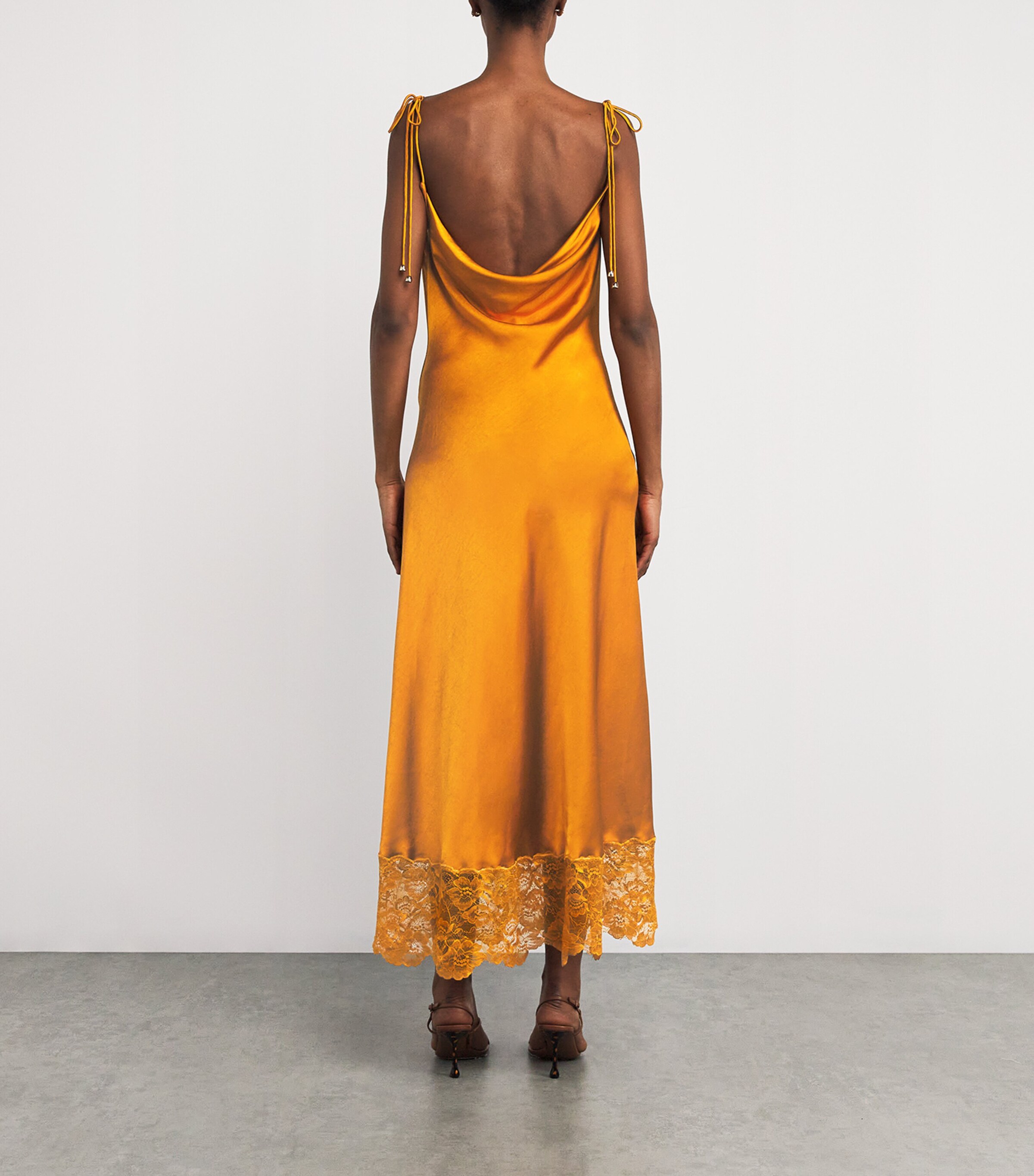 Satin-Lace Maxi Dress ORANGE Image 3