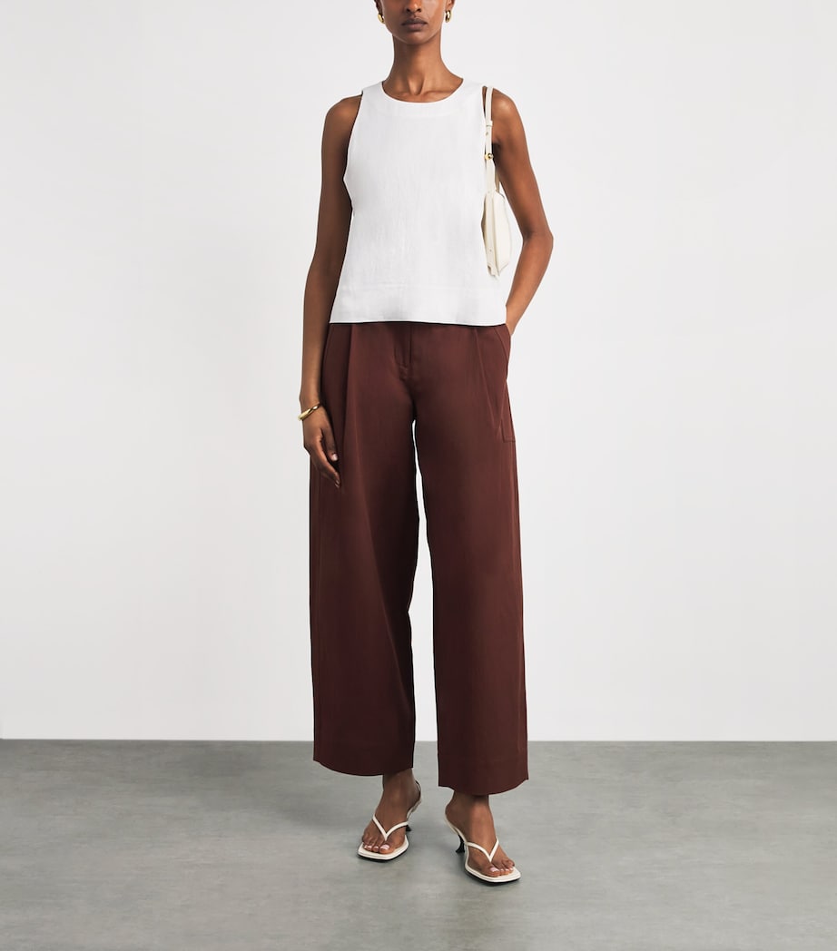 ME+EM Womens Linen-Blend Creaseless Shell Top Soft White Image 2