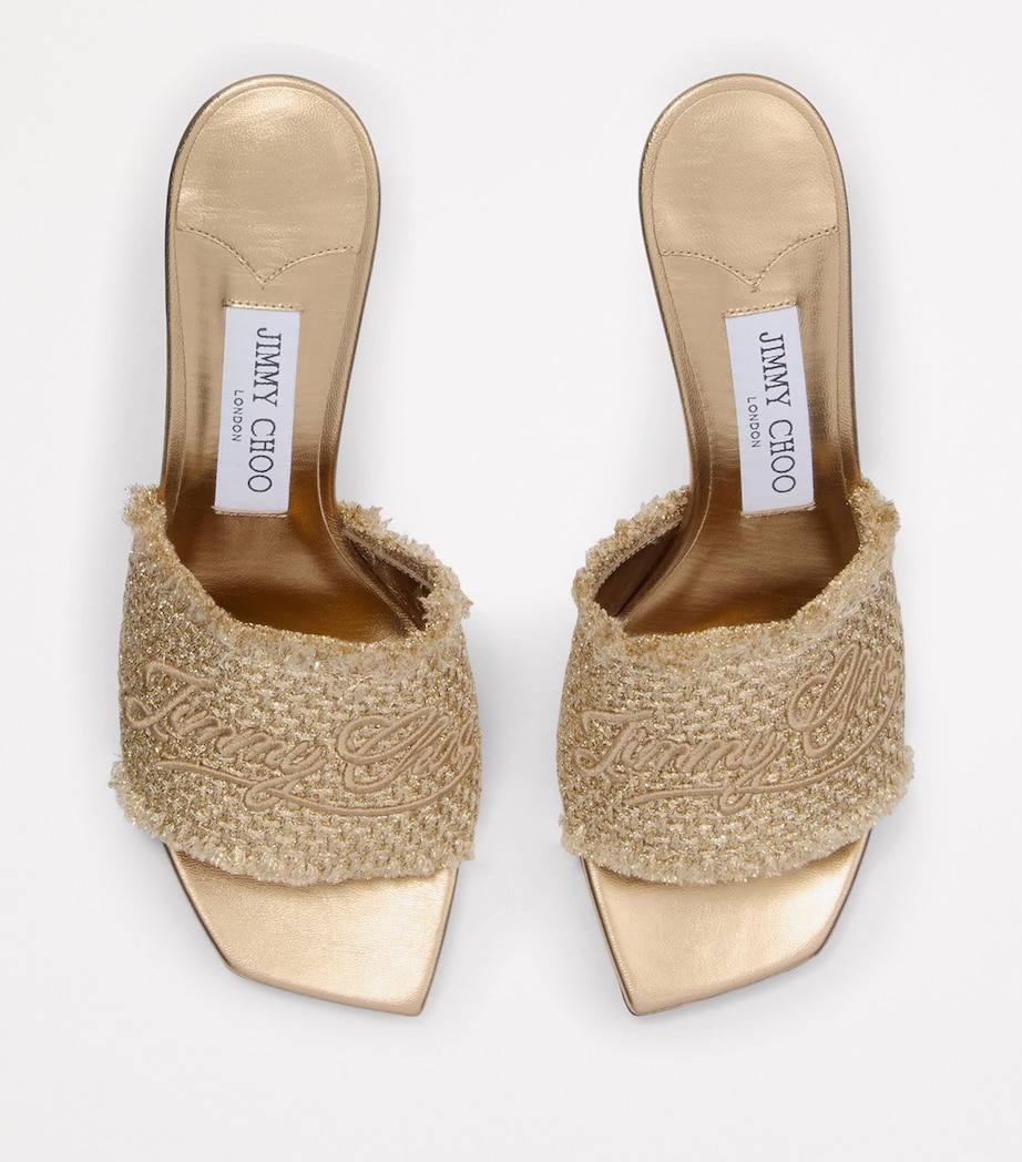 Raffia Alexia Heeled Mules 70 GOLD/DARK CAPPUCCINO Image 2