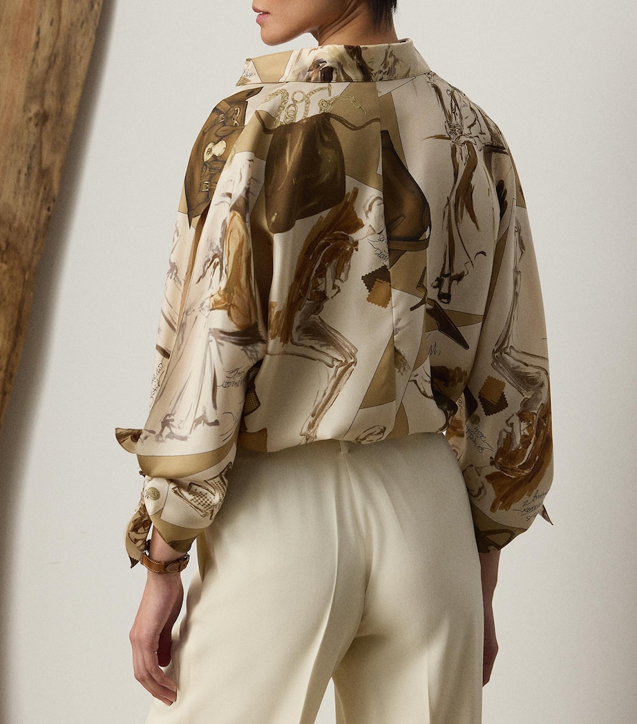 Silk Printed Blouse TAN MULTI Image 3