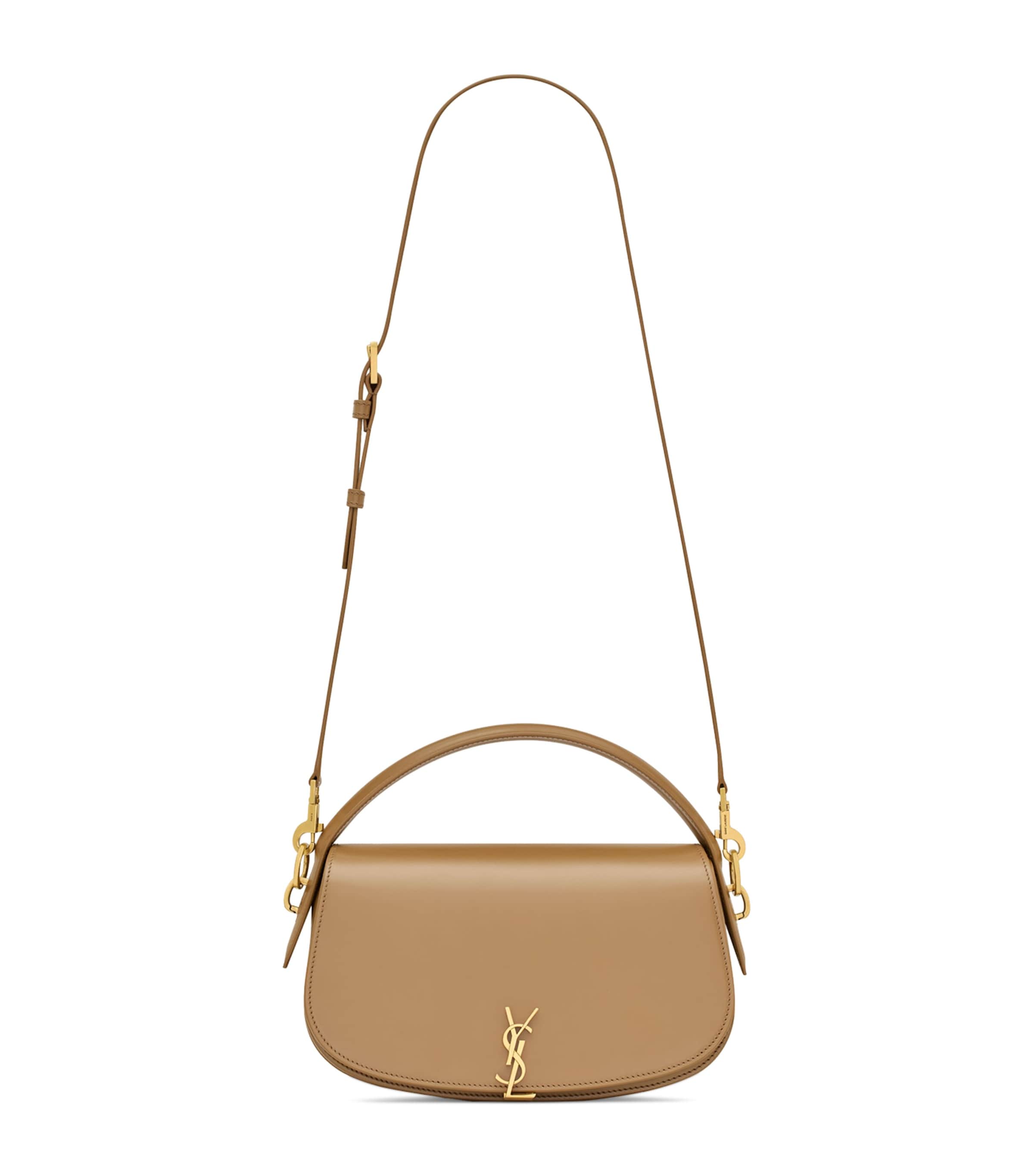 Shop Saint Laurent Calfskin Bascule Cross-body Bag In Beige