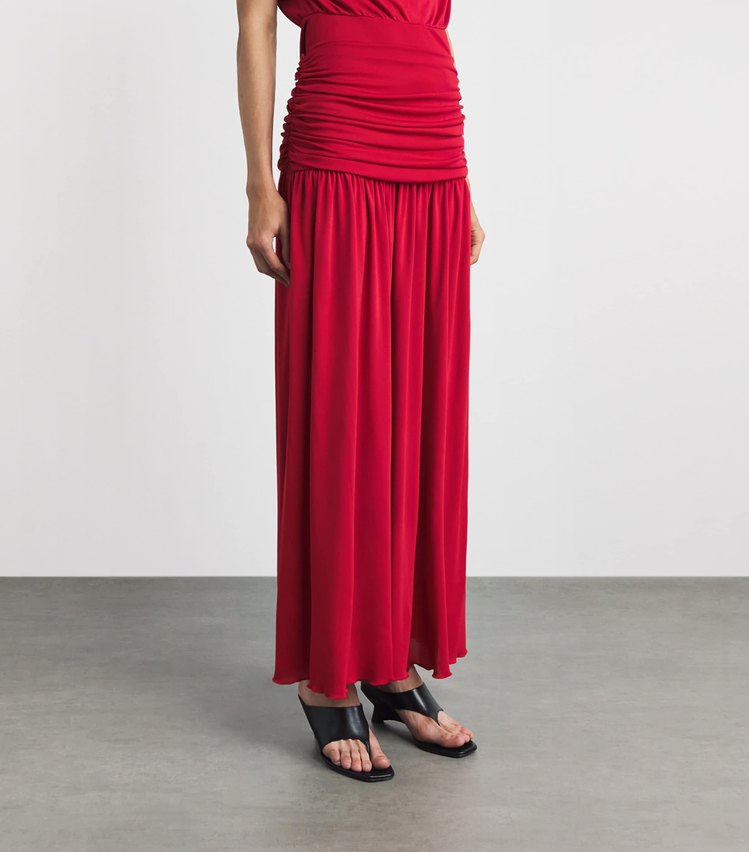 RETORI Womens Draped Maxi Skirt Red Image 4