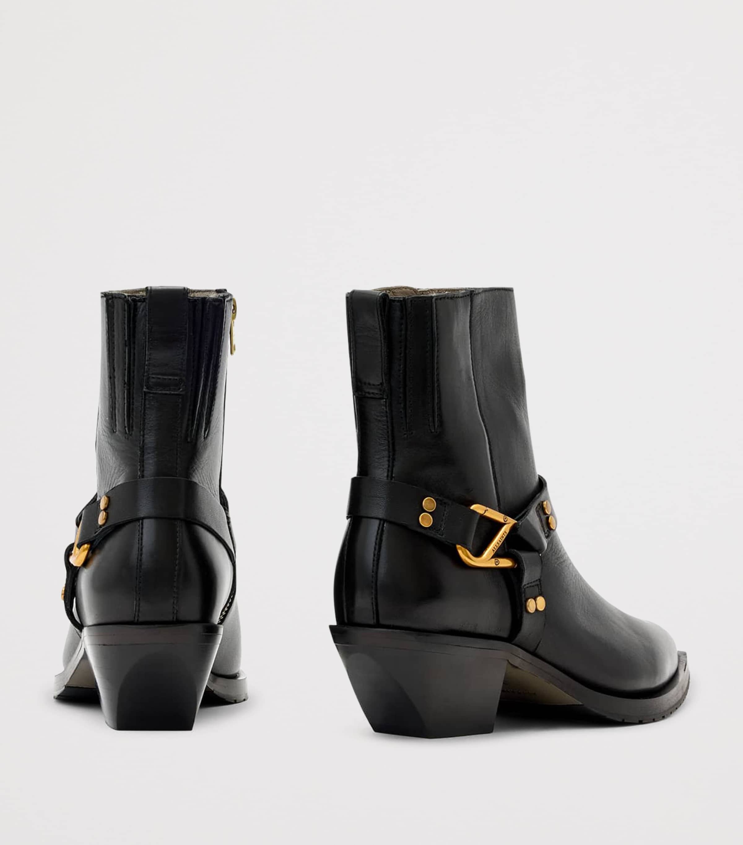 AllSaints Leather Fox Carabiner Boots Black Image 3